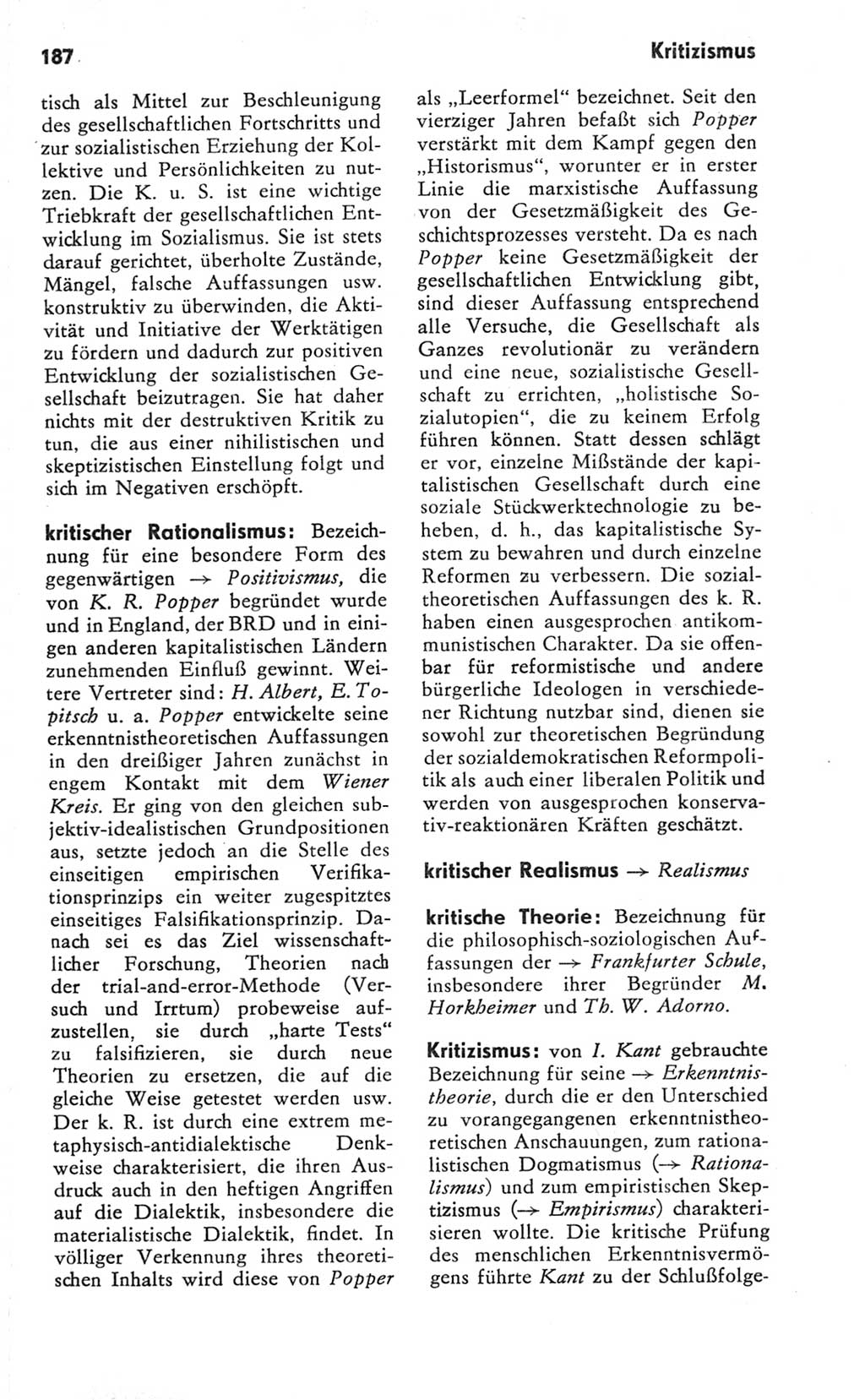 Kleines Wörterbuch der marxistisch-leninistischen Philosophie [Deutsche Demokratische Republik (DDR)] 1981, Seite 187 (Kl. Wb. ML Phil. DDR 1981, S. 187)