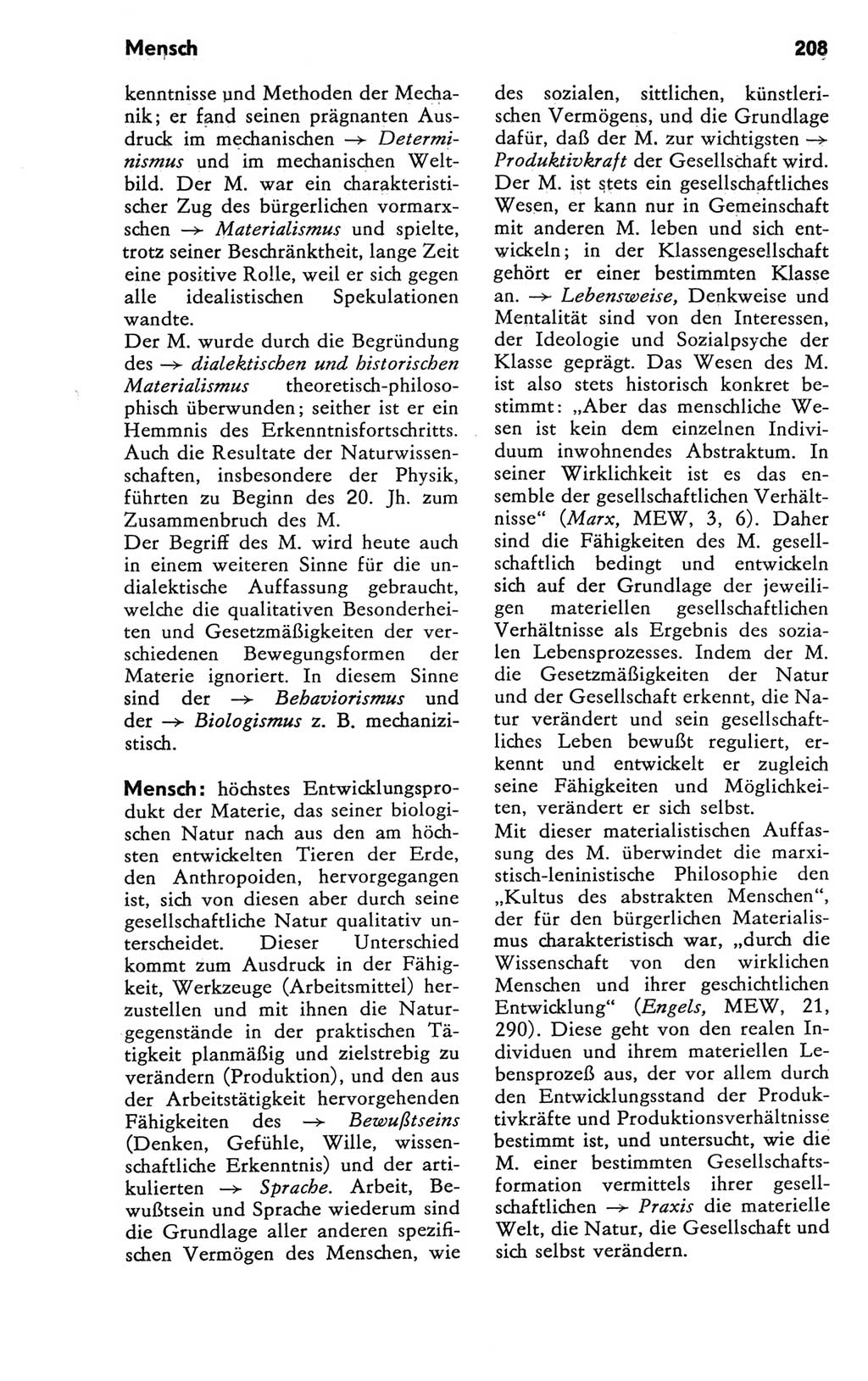 Kleines Wörterbuch der marxistisch-leninistischen Philosophie [Deutsche Demokratische Republik (DDR)] 1981, Seite 208 (Kl. Wb. ML Phil. DDR 1981, S. 208)