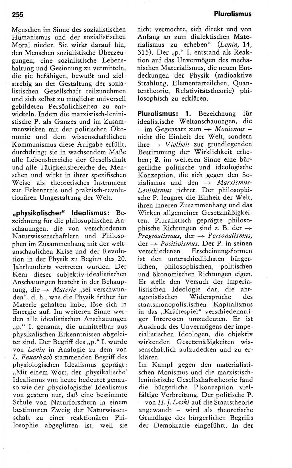 Kleines Wörterbuch der marxistisch-leninistischen Philosophie [Deutsche Demokratische Republik (DDR)] 1981, Seite 255 (Kl. Wb. ML Phil. DDR 1981, S. 255)