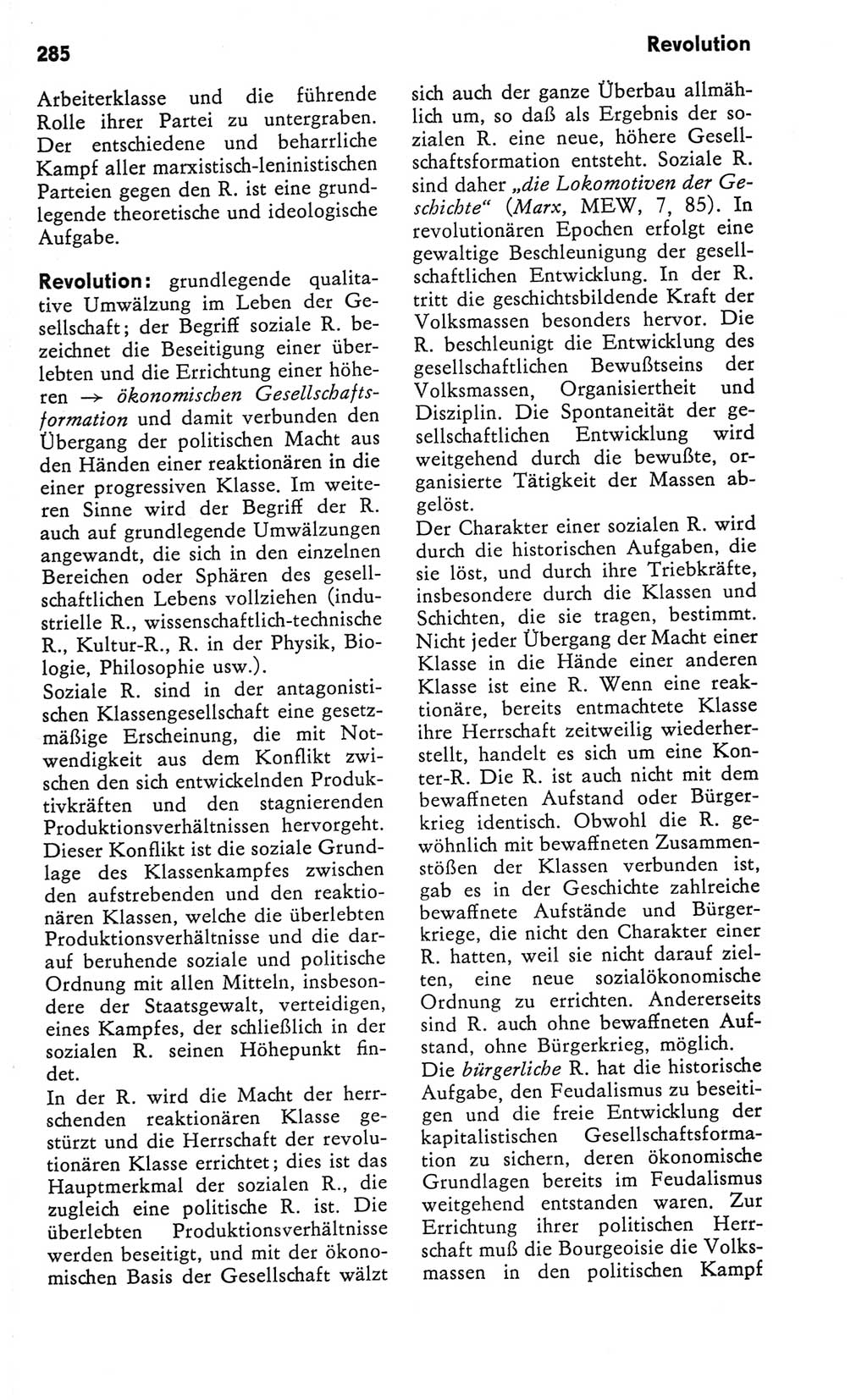 Kleines Wörterbuch der marxistisch-leninistischen Philosophie [Deutsche Demokratische Republik (DDR)] 1981, Seite 285 (Kl. Wb. ML Phil. DDR 1981, S. 285)
