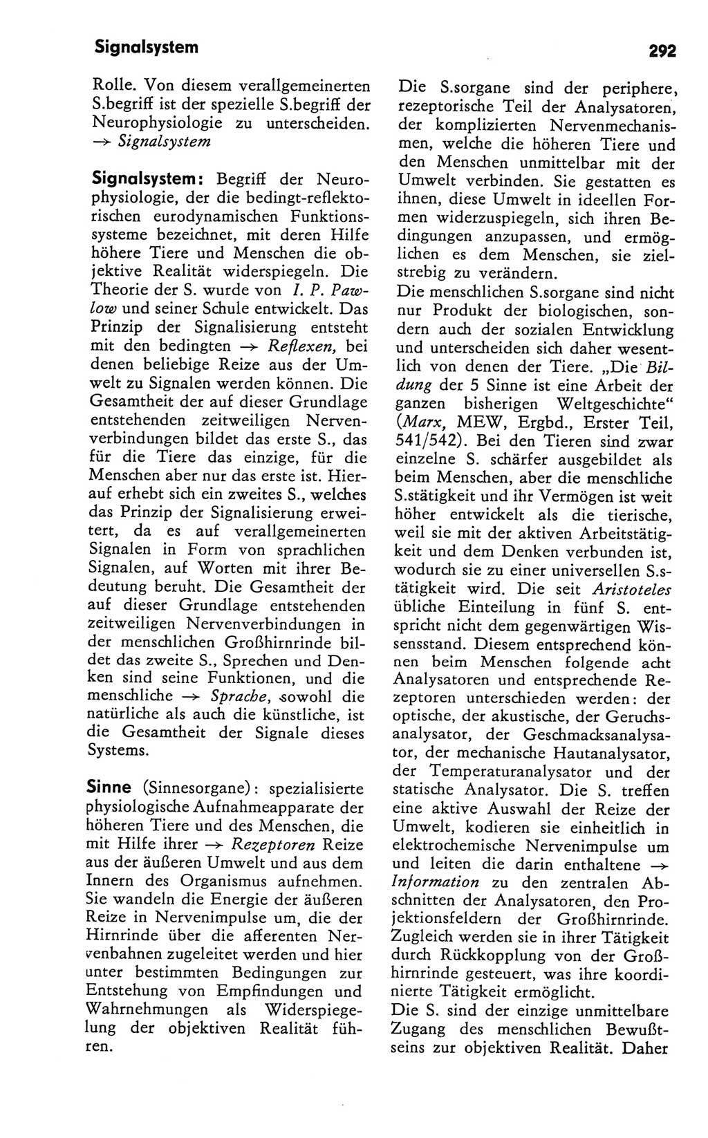 Kleines Wörterbuch der marxistisch-leninistischen Philosophie [Deutsche Demokratische Republik (DDR)] 1981, Seite 292 (Kl. Wb. ML Phil. DDR 1981, S. 292)