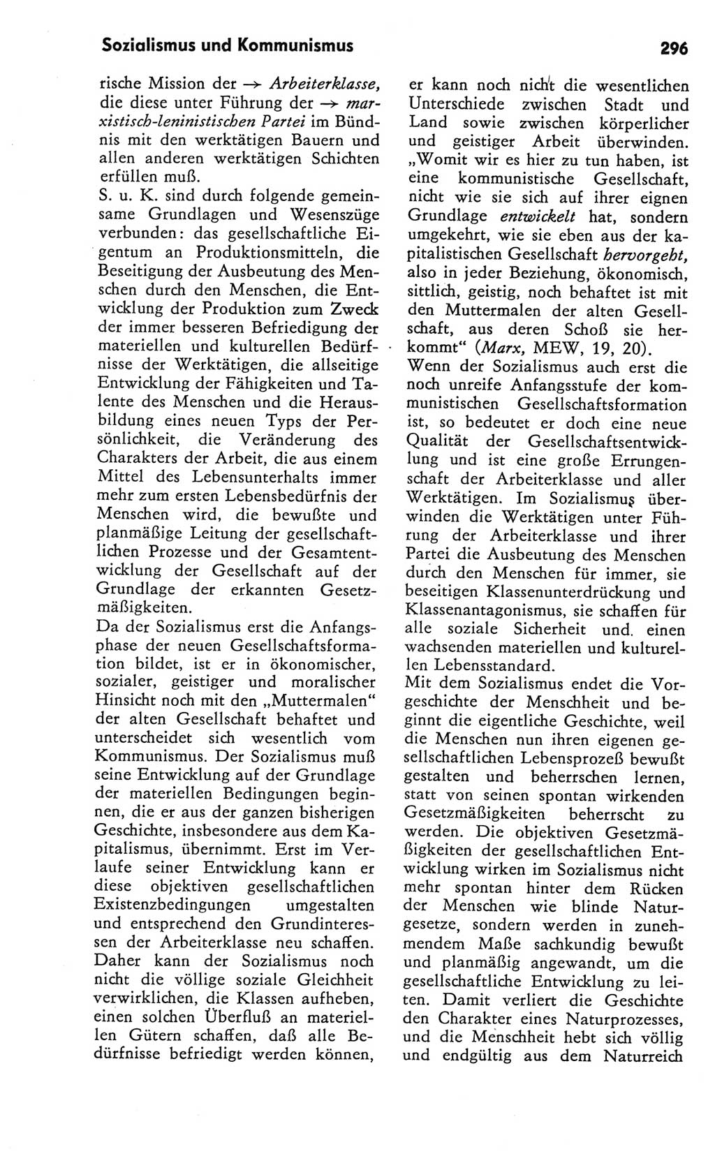 Kleines Wörterbuch der marxistisch-leninistischen Philosophie [Deutsche Demokratische Republik (DDR)] 1981, Seite 296 (Kl. Wb. ML Phil. DDR 1981, S. 296)
