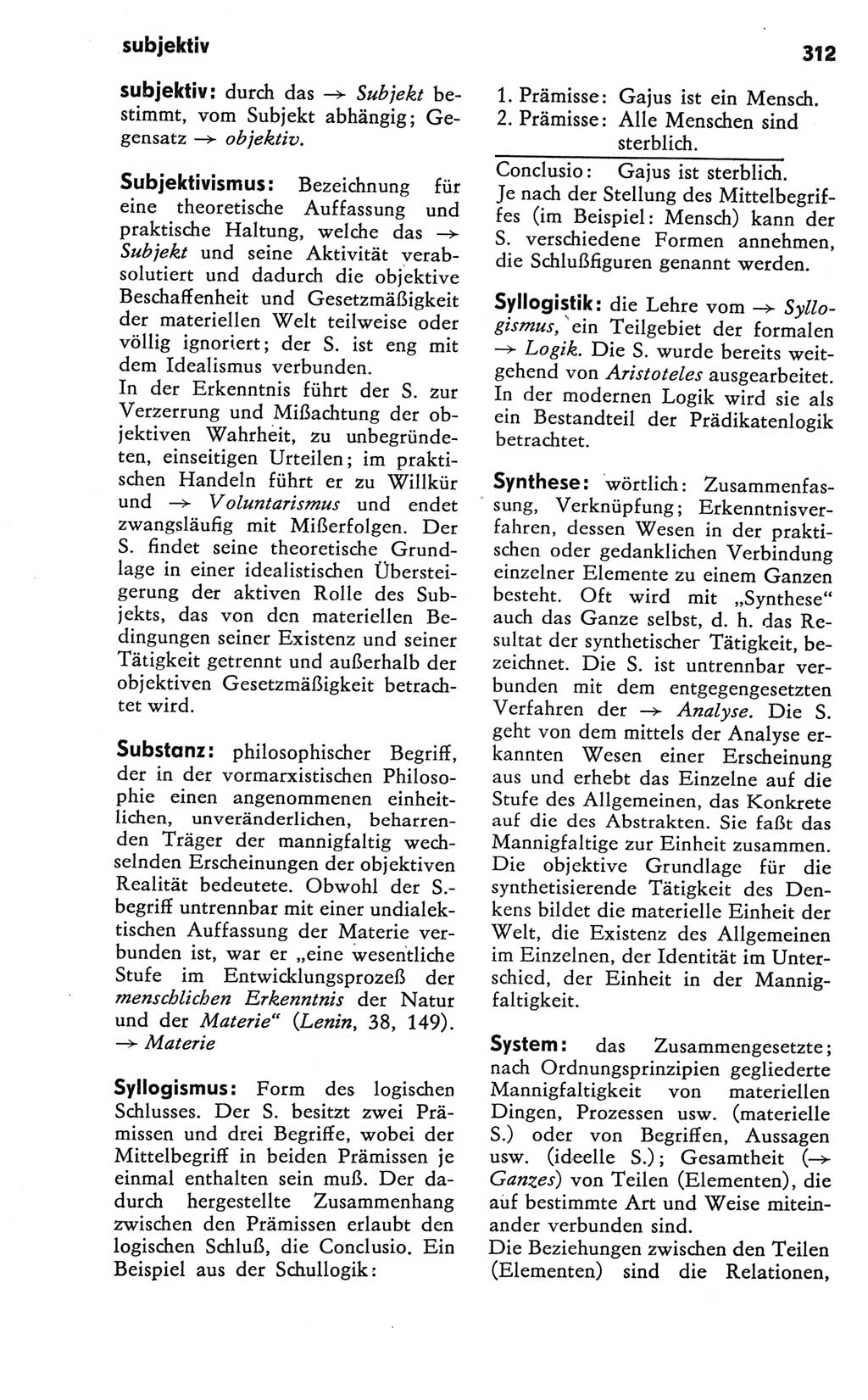 Kleines Wörterbuch der marxistisch-leninistischen Philosophie [Deutsche Demokratische Republik (DDR)] 1981, Seite 312 (Kl. Wb. ML Phil. DDR 1981, S. 312)