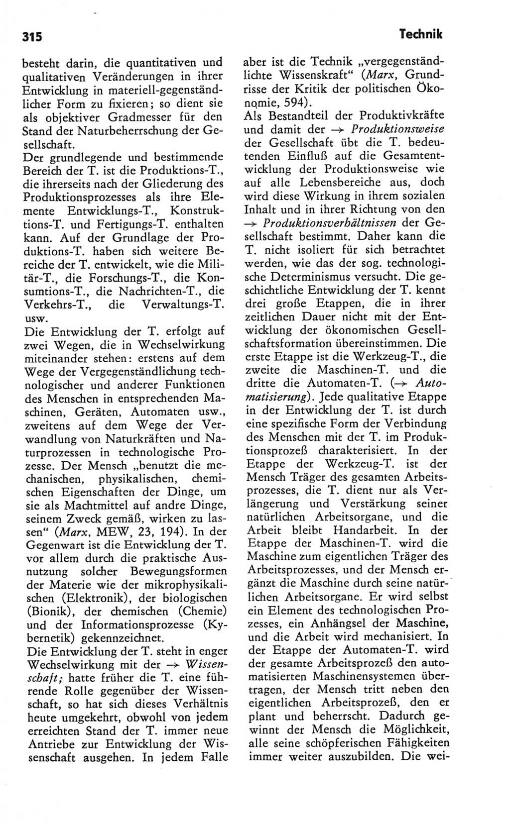 Kleines Wörterbuch der marxistisch-leninistischen Philosophie [Deutsche Demokratische Republik (DDR)] 1981, Seite 315 (Kl. Wb. ML Phil. DDR 1981, S. 315)