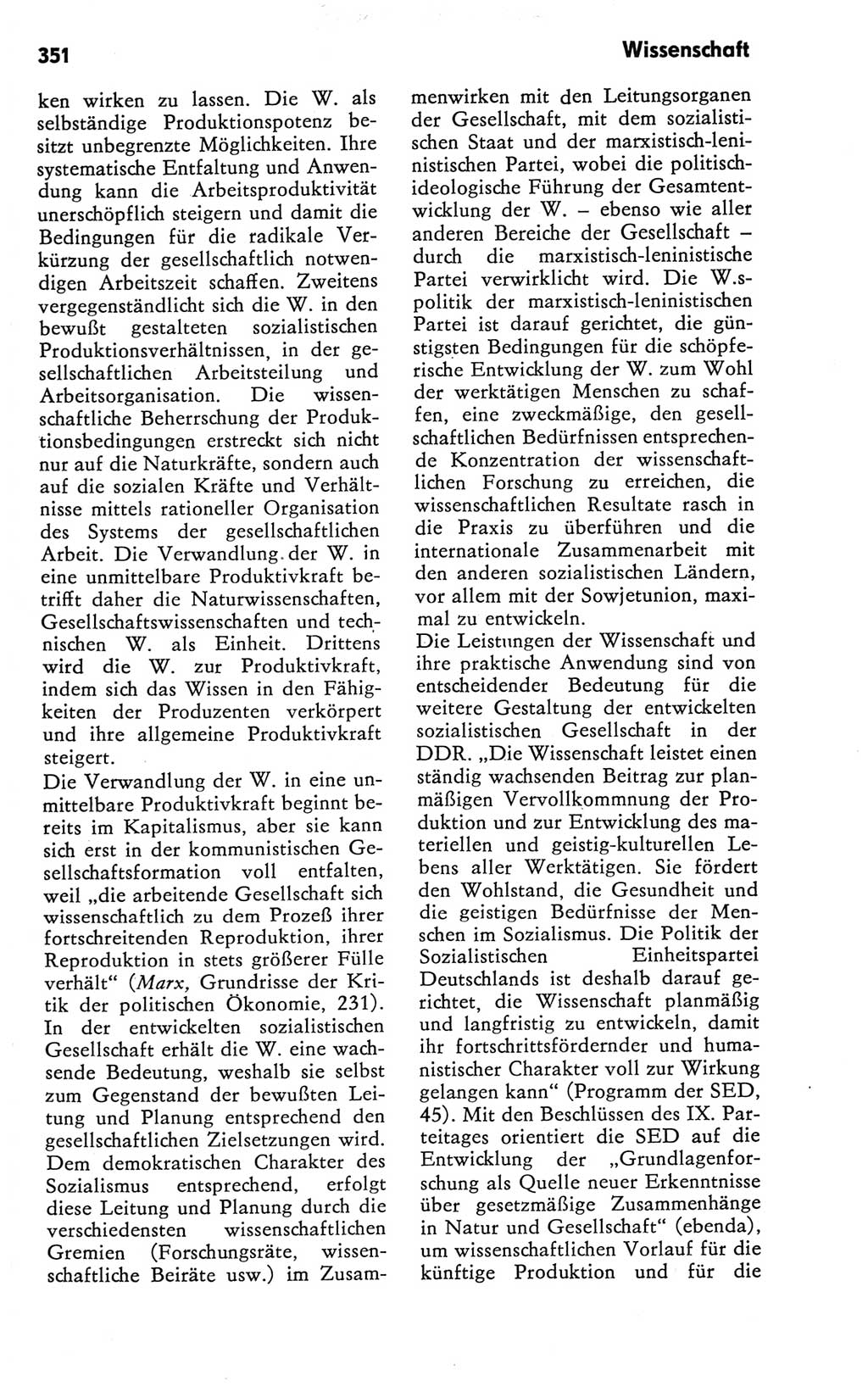 Kleines Wörterbuch der marxistisch-leninistischen Philosophie [Deutsche Demokratische Republik (DDR)] 1981, Seite 351 (Kl. Wb. ML Phil. DDR 1981, S. 351)