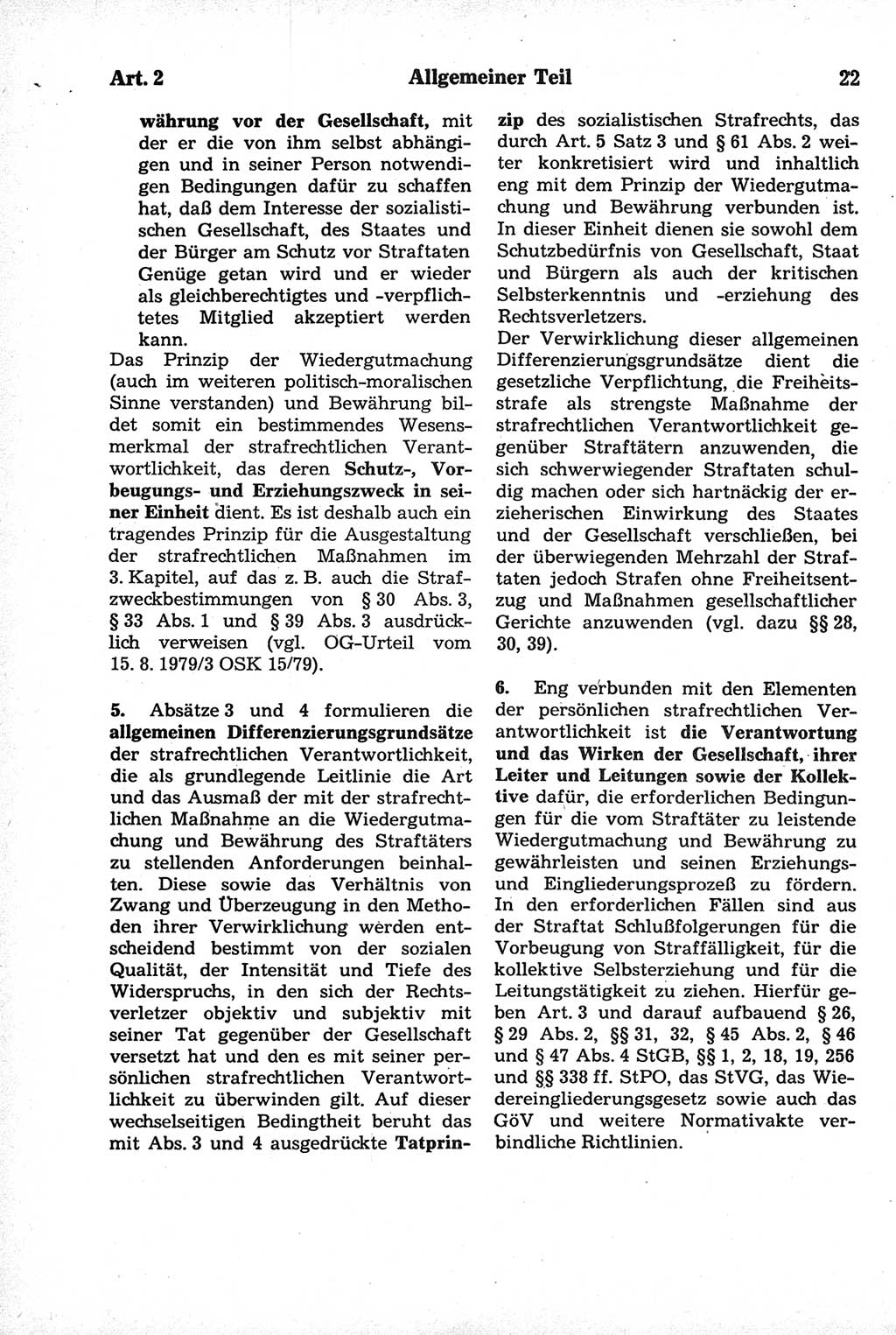 Strafrecht der Deutschen Demokratischen Republik (DDR), Kommentar zum Strafgesetzbuch (StGB) 1981, Seite 22 (Strafr. DDR Komm. StGB 1981, S. 22)