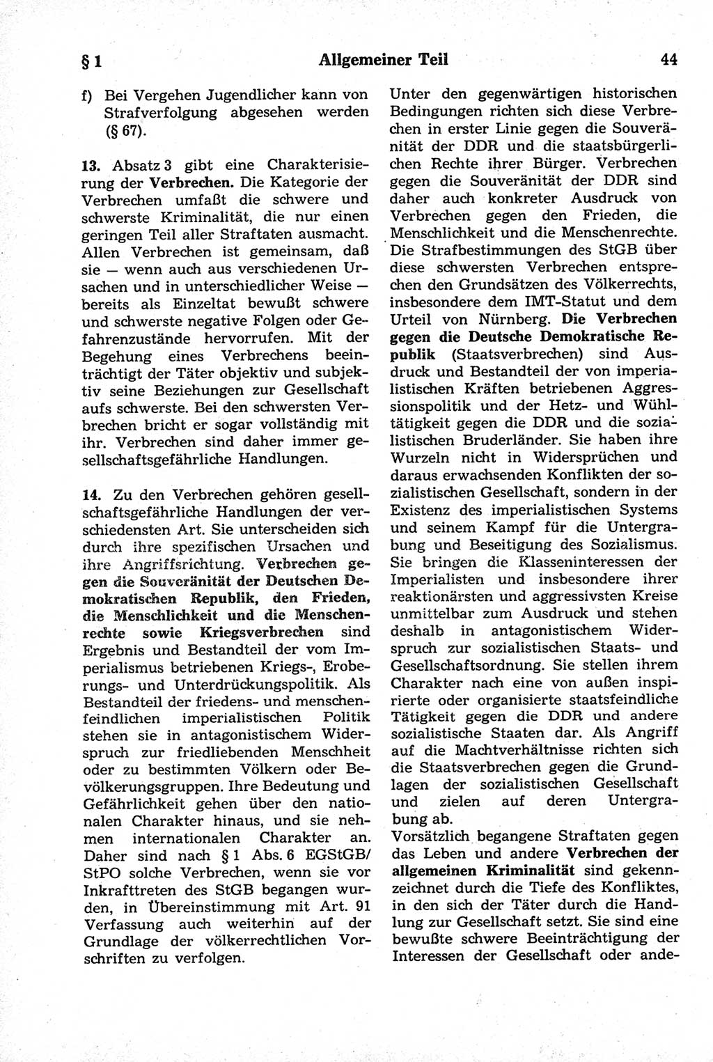 Strafrecht der Deutschen Demokratischen Republik (DDR), Kommentar zum Strafgesetzbuch (StGB) 1981, Seite 44 (Strafr. DDR Komm. StGB 1981, S. 44)