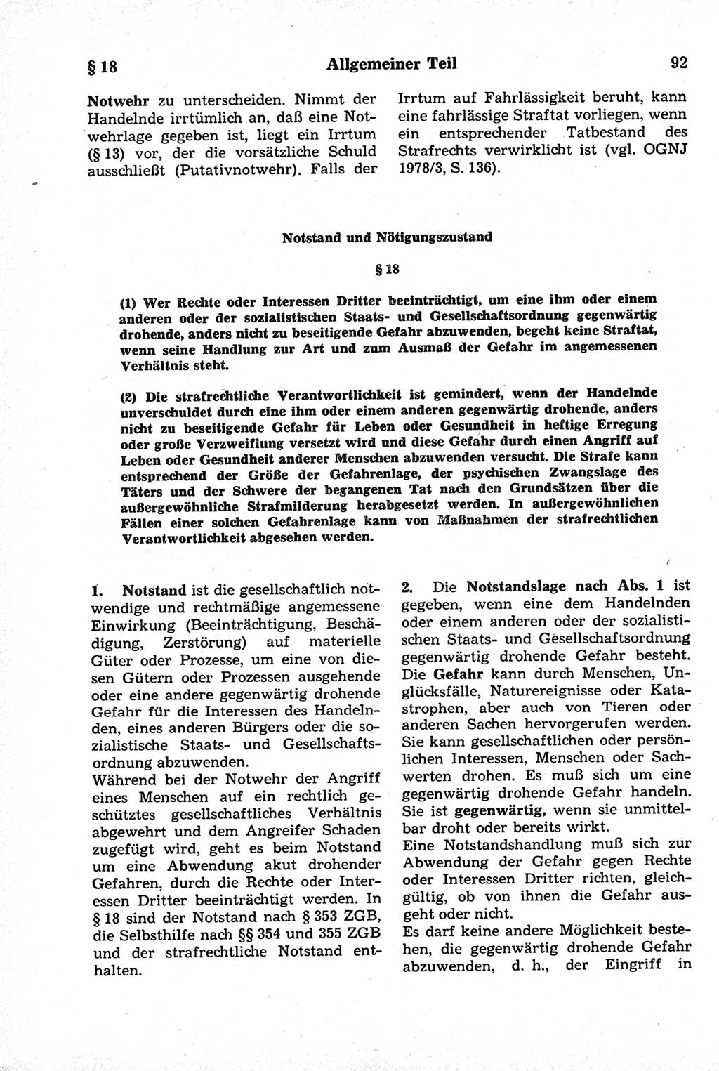 Strafrecht der Deutschen Demokratischen Republik (DDR), Kommentar zum Strafgesetzbuch (StGB) 1981, Seite 92 (Strafr. DDR Komm. StGB 1981, S. 92)