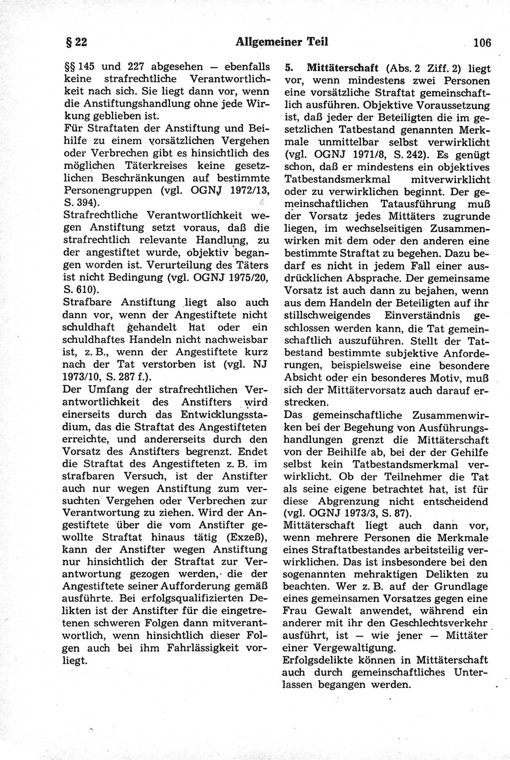 Strafrecht der Deutschen Demokratischen Republik (DDR), Kommentar zum Strafgesetzbuch (StGB) 1981, Seite 106 (Strafr. DDR Komm. StGB 1981, S. 106)