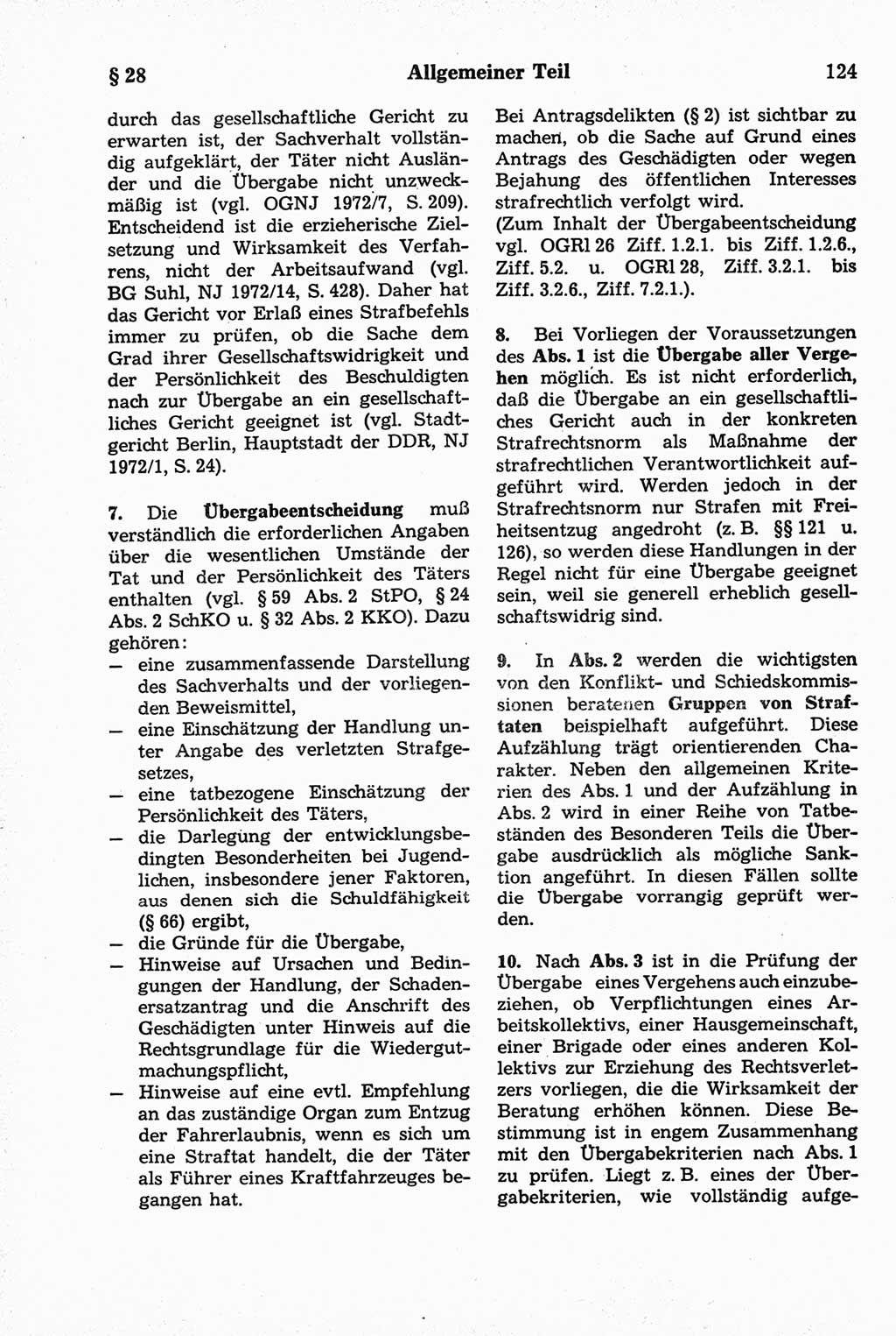 Strafrecht der Deutschen Demokratischen Republik (DDR), Kommentar zum Strafgesetzbuch (StGB) 1981, Seite 124 (Strafr. DDR Komm. StGB 1981, S. 124)