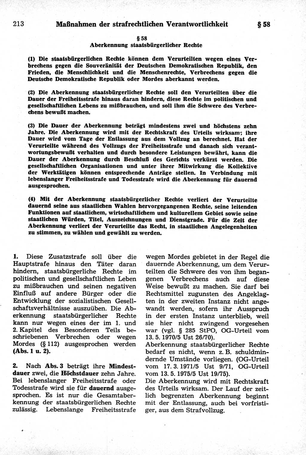 Strafrecht der Deutschen Demokratischen Republik (DDR), Kommentar zum Strafgesetzbuch (StGB) 1981, Seite 213 (Strafr. DDR Komm. StGB 1981, S. 213)