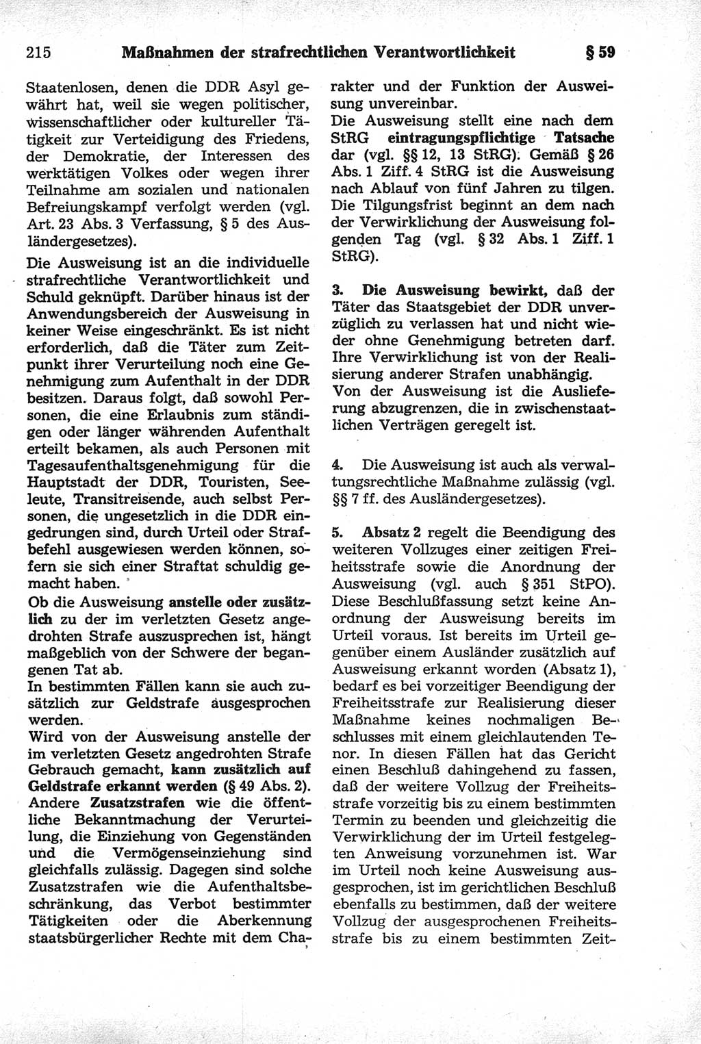 Strafrecht der Deutschen Demokratischen Republik (DDR), Kommentar zum Strafgesetzbuch (StGB) 1981, Seite 215 (Strafr. DDR Komm. StGB 1981, S. 215)