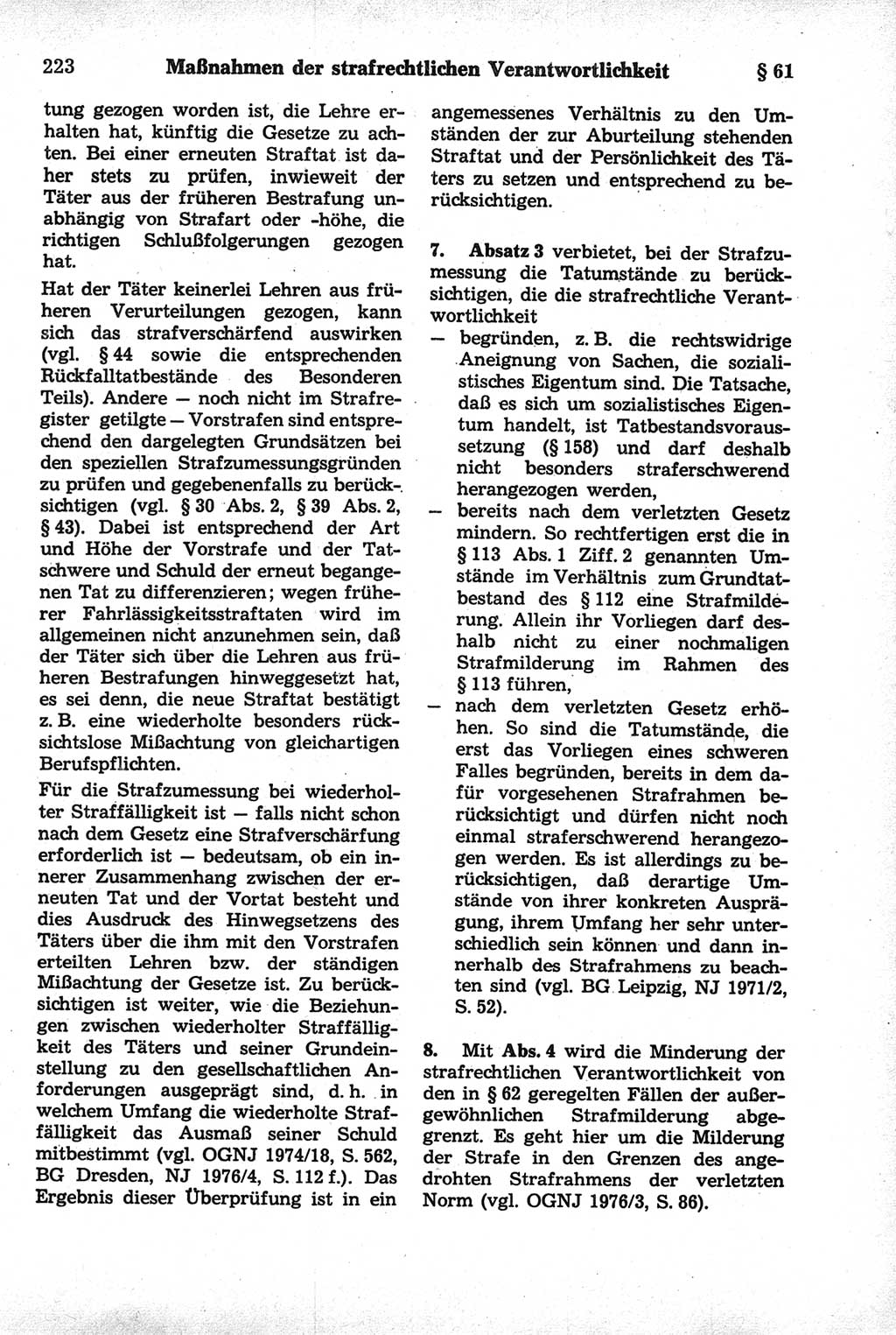 Strafrecht der Deutschen Demokratischen Republik (DDR), Kommentar zum Strafgesetzbuch (StGB) 1981, Seite 223 (Strafr. DDR Komm. StGB 1981, S. 223)