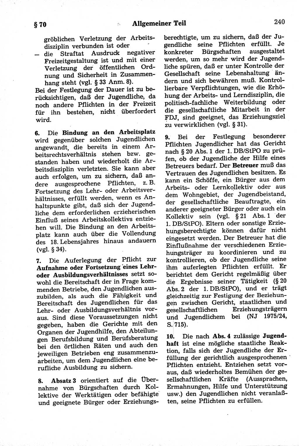 Strafrecht der Deutschen Demokratischen Republik (DDR), Kommentar zum Strafgesetzbuch (StGB) 1981, Seite 240 (Strafr. DDR Komm. StGB 1981, S. 240)