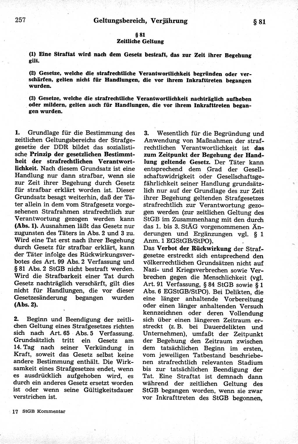 Strafrecht der Deutschen Demokratischen Republik (DDR), Kommentar zum Strafgesetzbuch (StGB) 1981, Seite 257 (Strafr. DDR Komm. StGB 1981, S. 257)