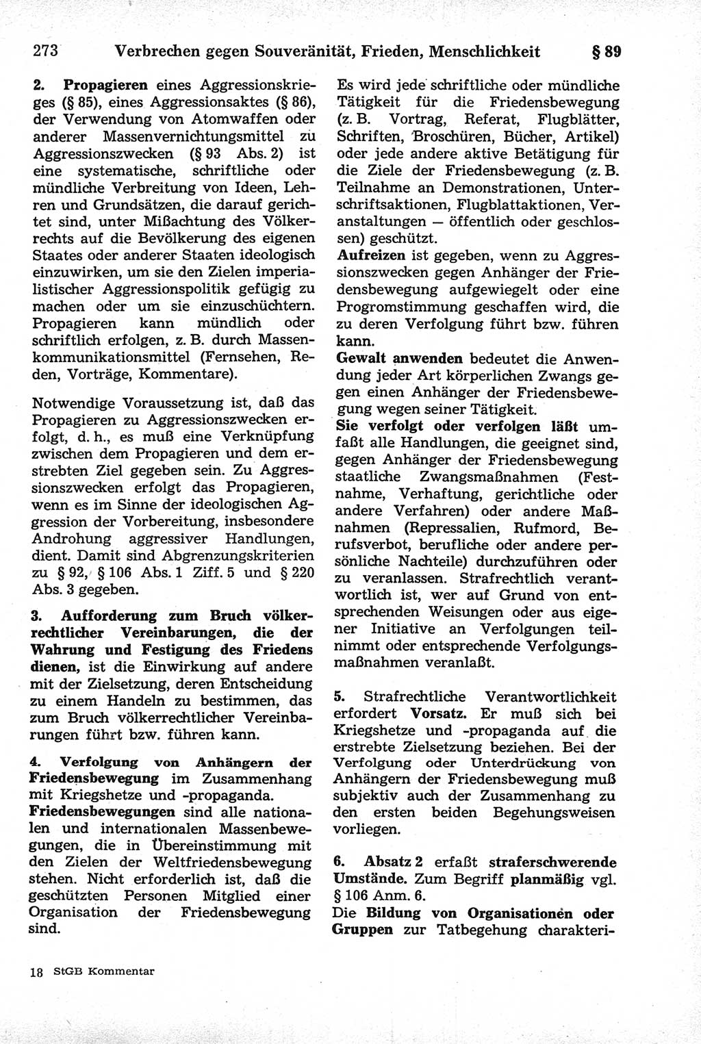 Strafrecht der Deutschen Demokratischen Republik (DDR), Kommentar zum Strafgesetzbuch (StGB) 1981, Seite 273 (Strafr. DDR Komm. StGB 1981, S. 273)