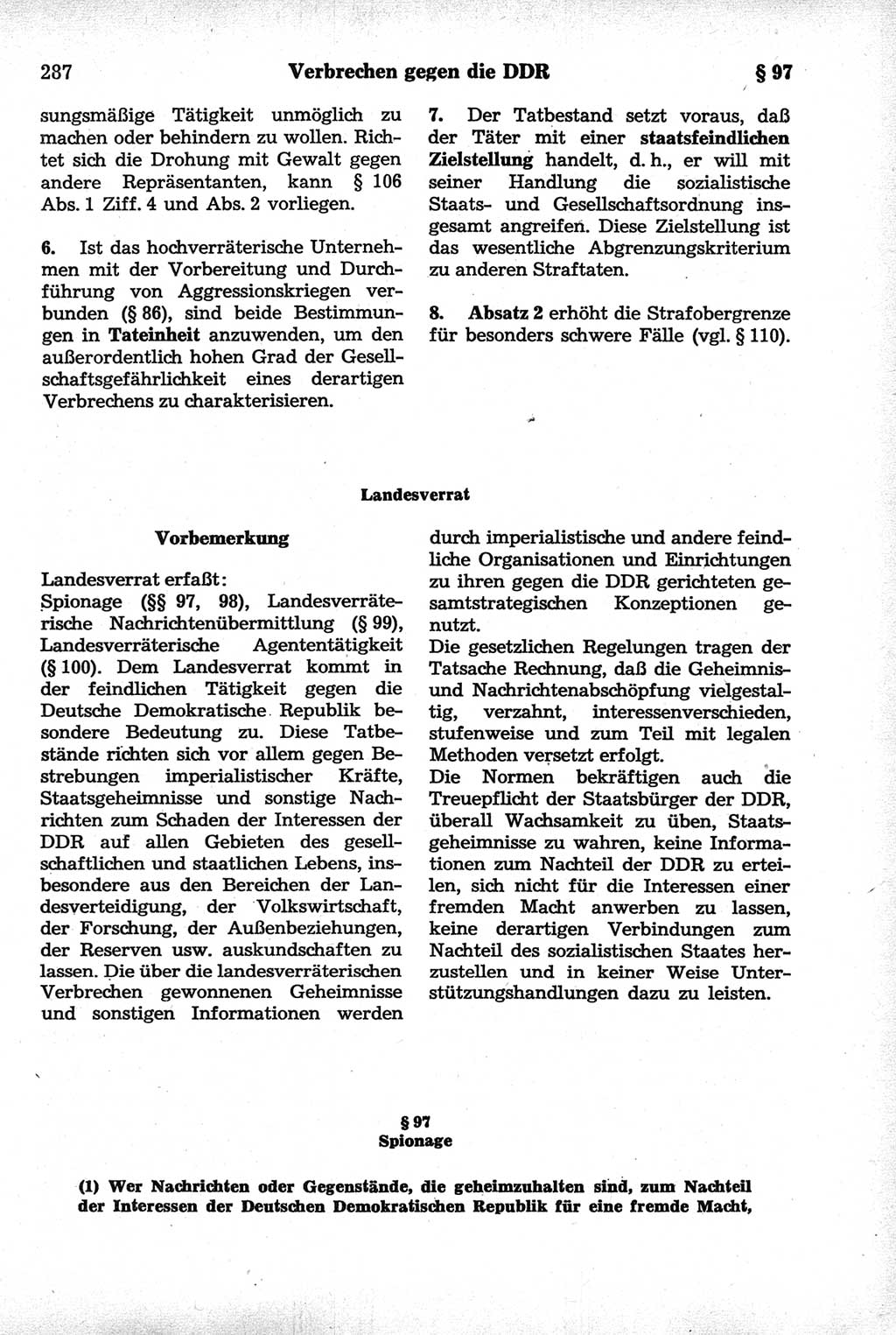 Strafrecht der Deutschen Demokratischen Republik (DDR), Kommentar zum Strafgesetzbuch (StGB) 1981, Seite 287 (Strafr. DDR Komm. StGB 1981, S. 287)
