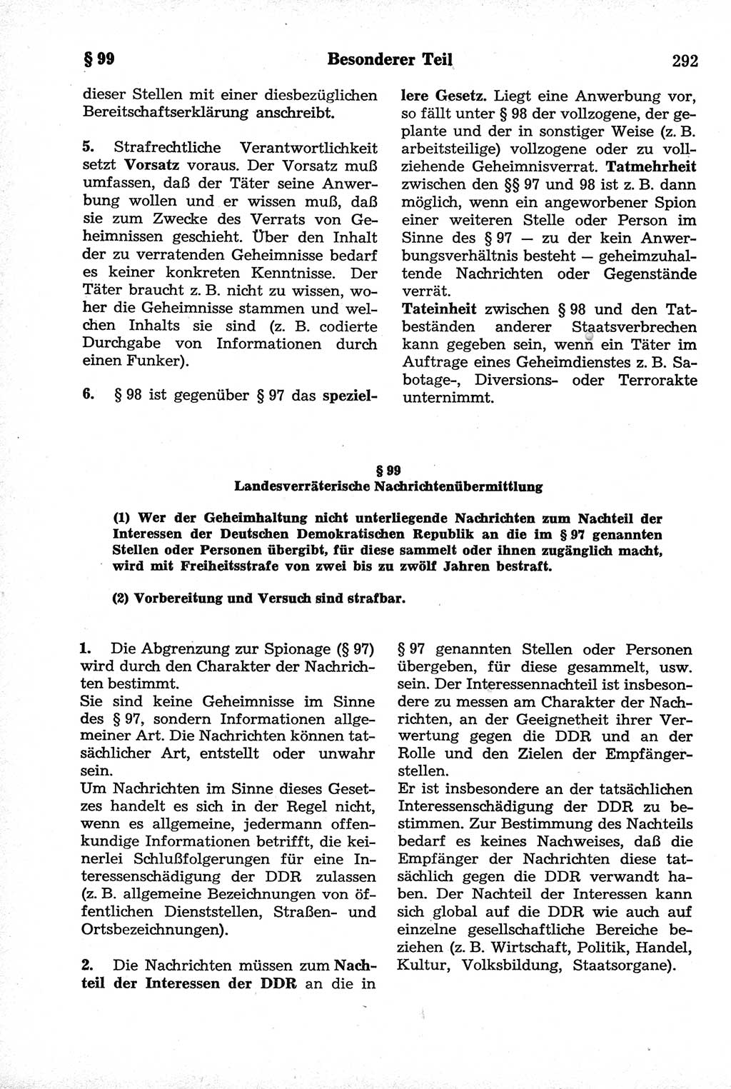 Strafrecht der Deutschen Demokratischen Republik (DDR), Kommentar zum Strafgesetzbuch (StGB) 1981, Seite 292 (Strafr. DDR Komm. StGB 1981, S. 292)