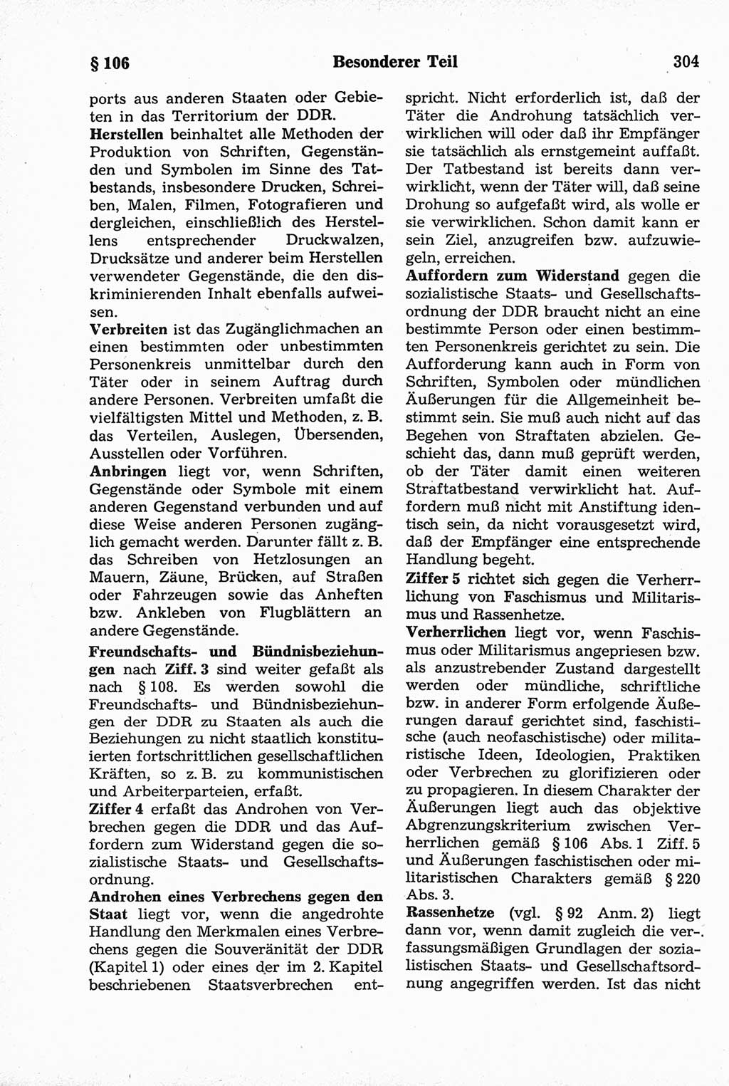 Strafrecht der Deutschen Demokratischen Republik (DDR), Kommentar zum Strafgesetzbuch (StGB) 1981, Seite 304 (Strafr. DDR Komm. StGB 1981, S. 304)