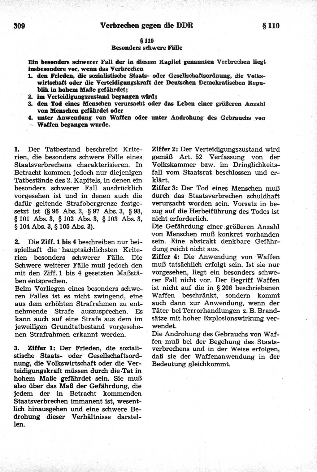 Strafrecht der Deutschen Demokratischen Republik (DDR), Kommentar zum Strafgesetzbuch (StGB) 1981, Seite 309 (Strafr. DDR Komm. StGB 1981, S. 309)