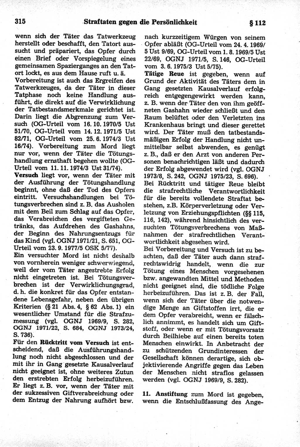Strafrecht der Deutschen Demokratischen Republik (DDR), Kommentar zum Strafgesetzbuch (StGB) 1981, Seite 315 (Strafr. DDR Komm. StGB 1981, S. 315)