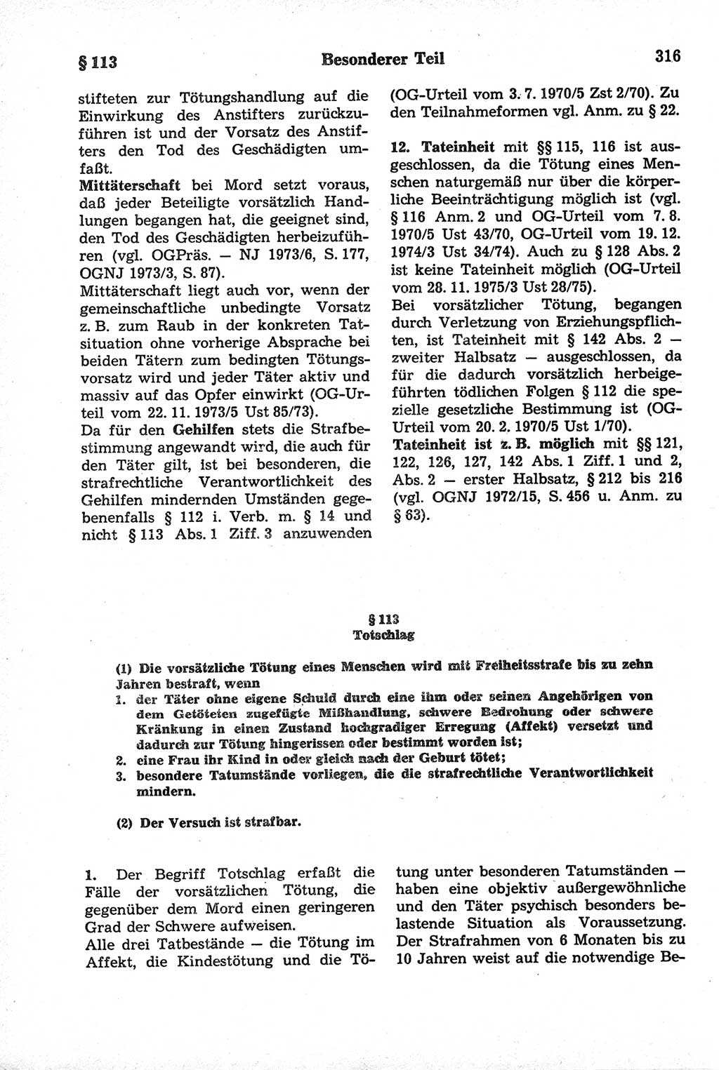 Strafrecht der Deutschen Demokratischen Republik (DDR), Kommentar zum Strafgesetzbuch (StGB) 1981, Seite 316 (Strafr. DDR Komm. StGB 1981, S. 316)