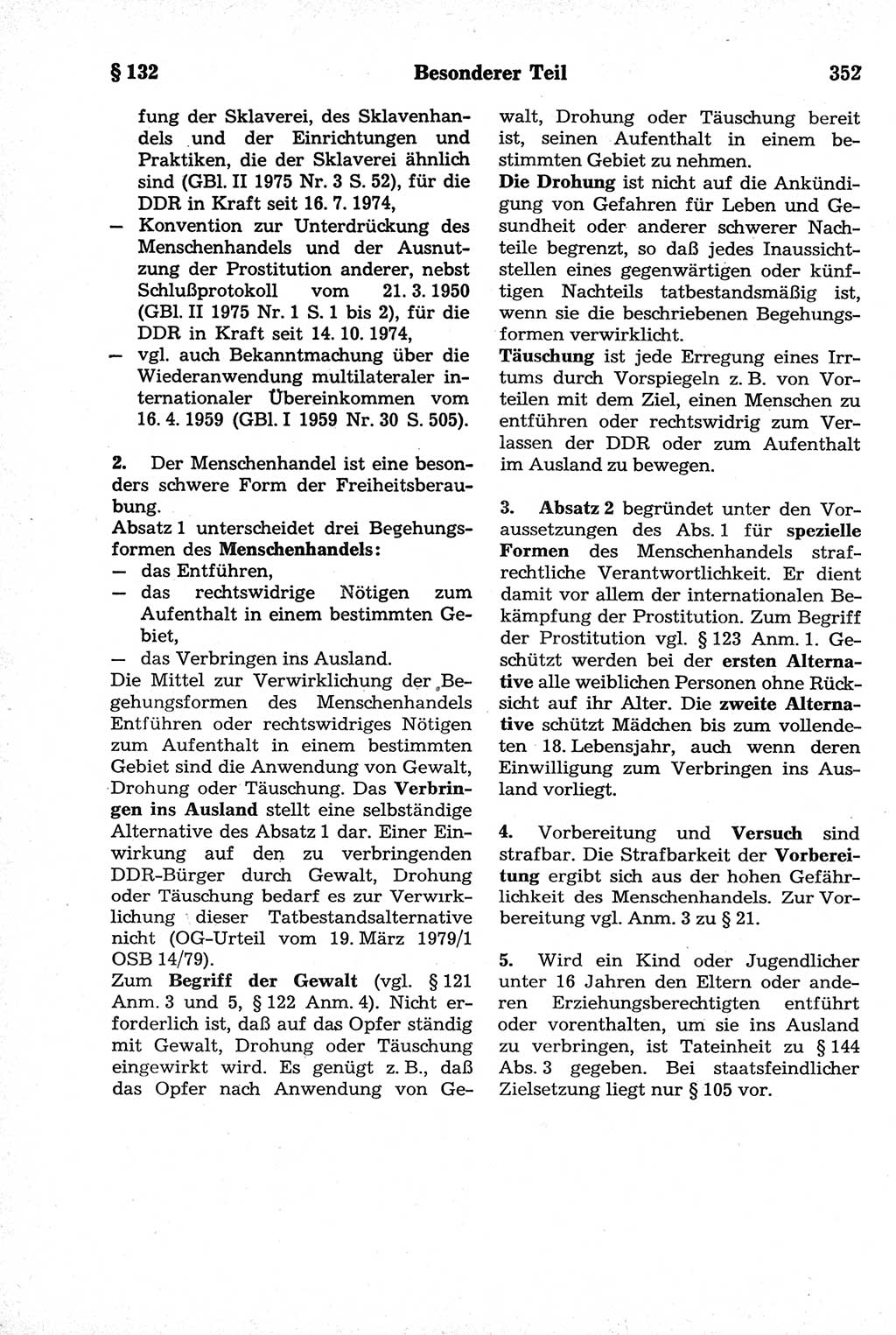 Strafrecht der Deutschen Demokratischen Republik (DDR), Kommentar zum Strafgesetzbuch (StGB) 1981, Seite 352 (Strafr. DDR Komm. StGB 1981, S. 352)