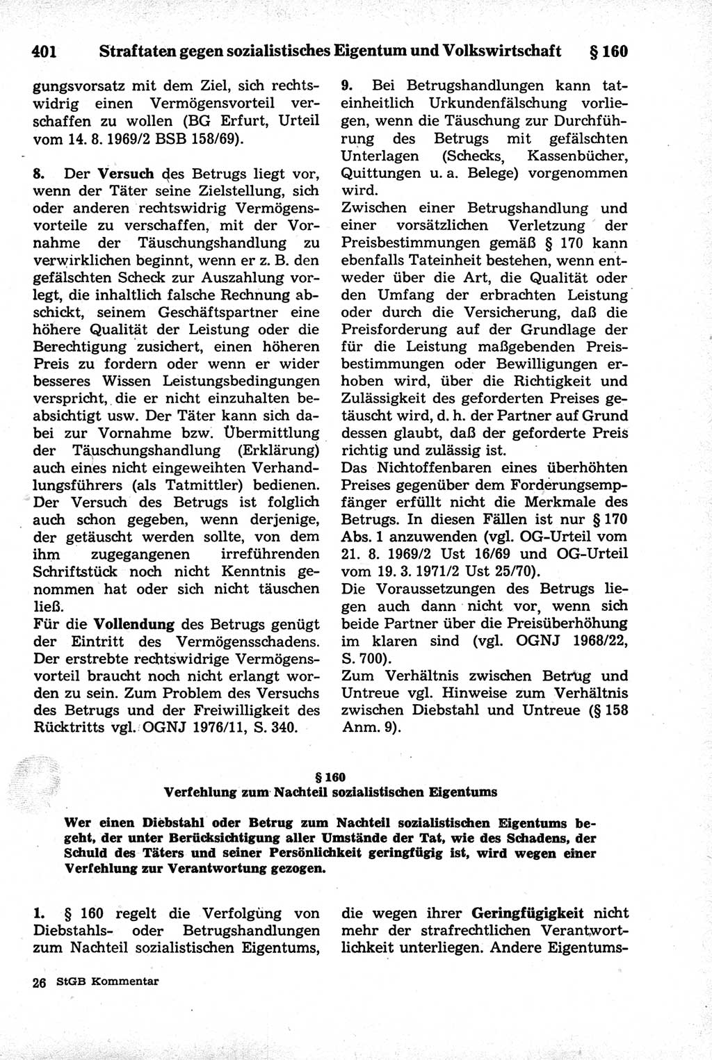 Strafrecht der Deutschen Demokratischen Republik (DDR), Kommentar zum Strafgesetzbuch (StGB) 1981, Seite 401 (Strafr. DDR Komm. StGB 1981, S. 401)