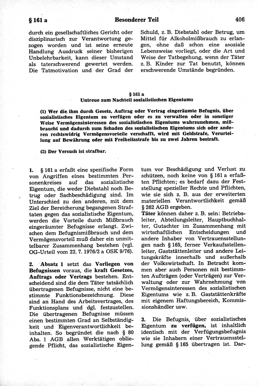 Strafrecht der Deutschen Demokratischen Republik (DDR), Kommentar zum Strafgesetzbuch (StGB) 1981, Seite 406 (Strafr. DDR Komm. StGB 1981, S. 406)