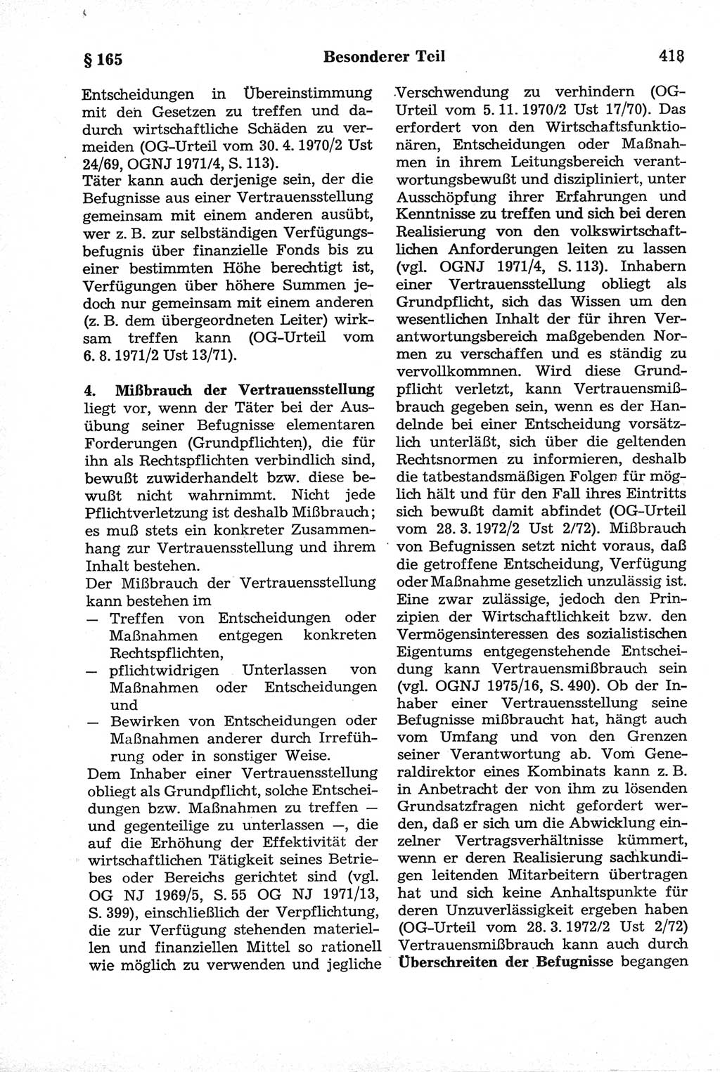 Strafrecht der Deutschen Demokratischen Republik (DDR), Kommentar zum Strafgesetzbuch (StGB) 1981, Seite 418 (Strafr. DDR Komm. StGB 1981, S. 418)