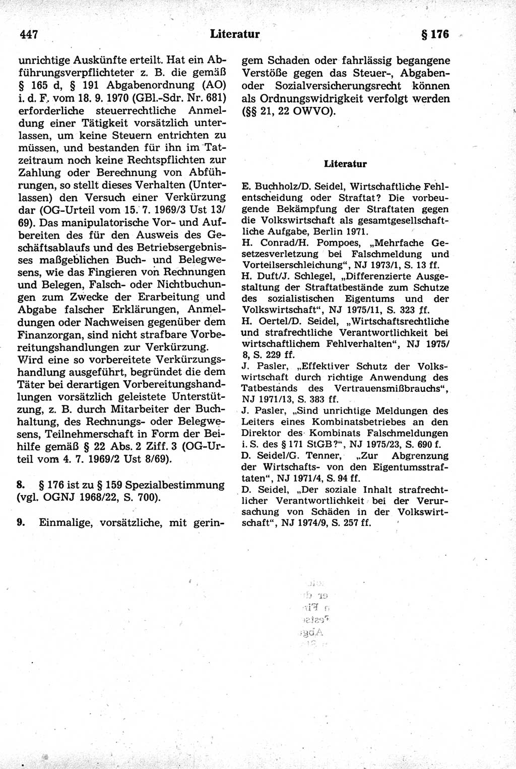 Strafrecht der Deutschen Demokratischen Republik (DDR), Kommentar zum Strafgesetzbuch (StGB) 1981, Seite 447 (Strafr. DDR Komm. StGB 1981, S. 447)