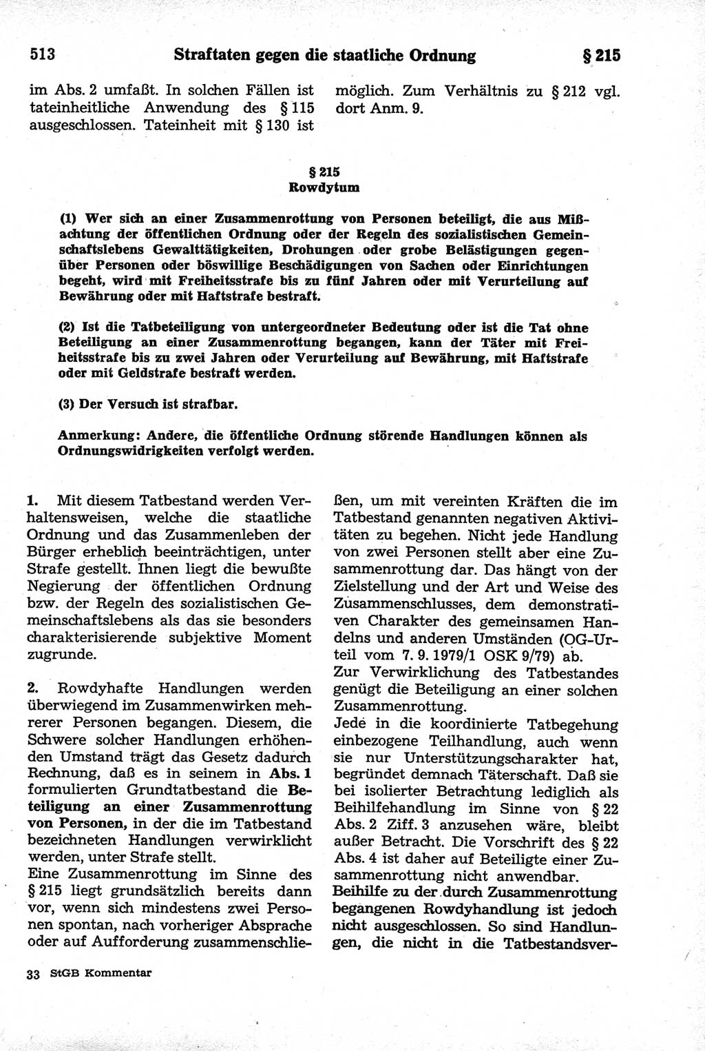 Strafrecht der Deutschen Demokratischen Republik (DDR), Kommentar zum Strafgesetzbuch (StGB) 1981, Seite 513 (Strafr. DDR Komm. StGB 1981, S. 513)