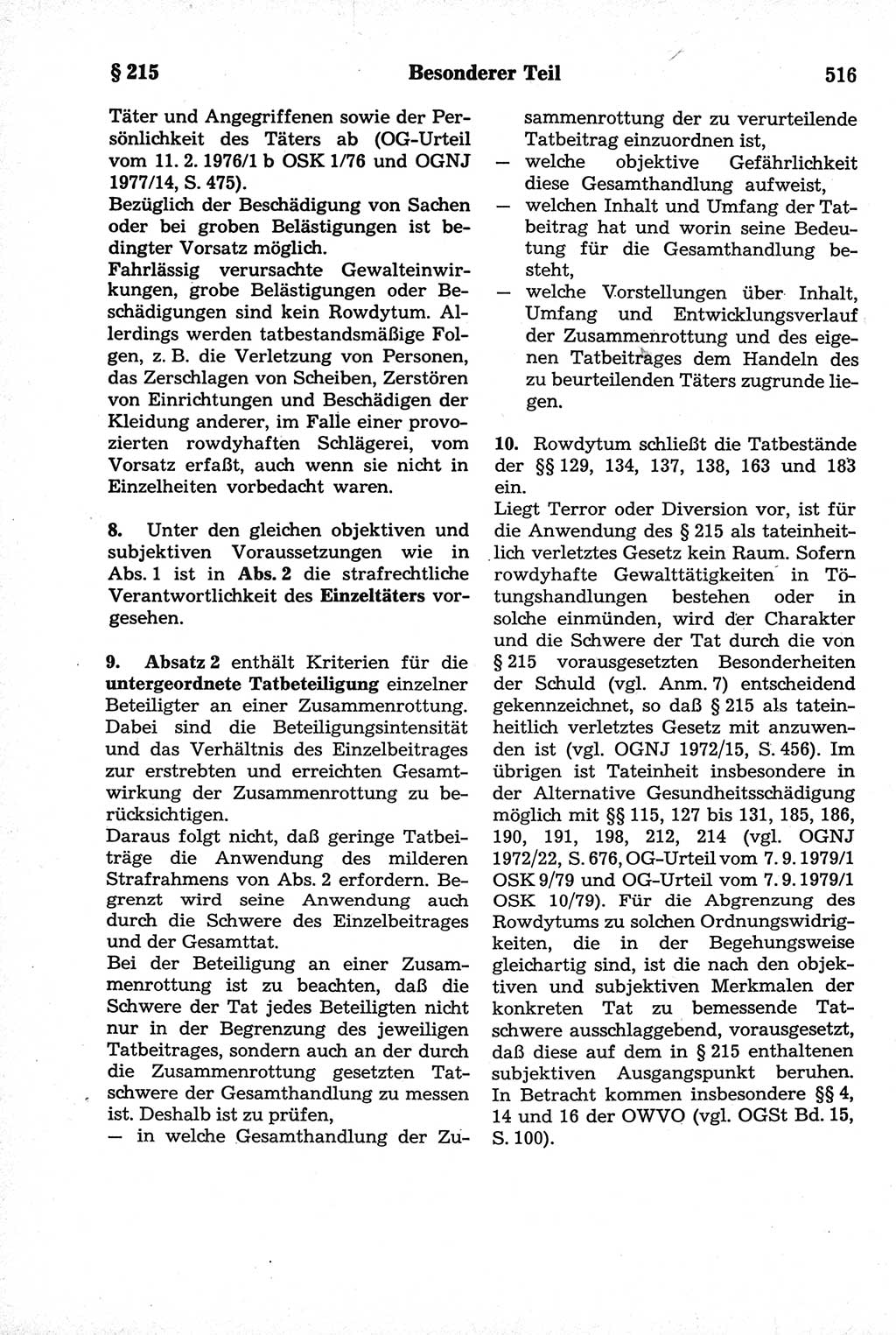 Strafrecht der Deutschen Demokratischen Republik (DDR), Kommentar zum Strafgesetzbuch (StGB) 1981, Seite 516 (Strafr. DDR Komm. StGB 1981, S. 516)