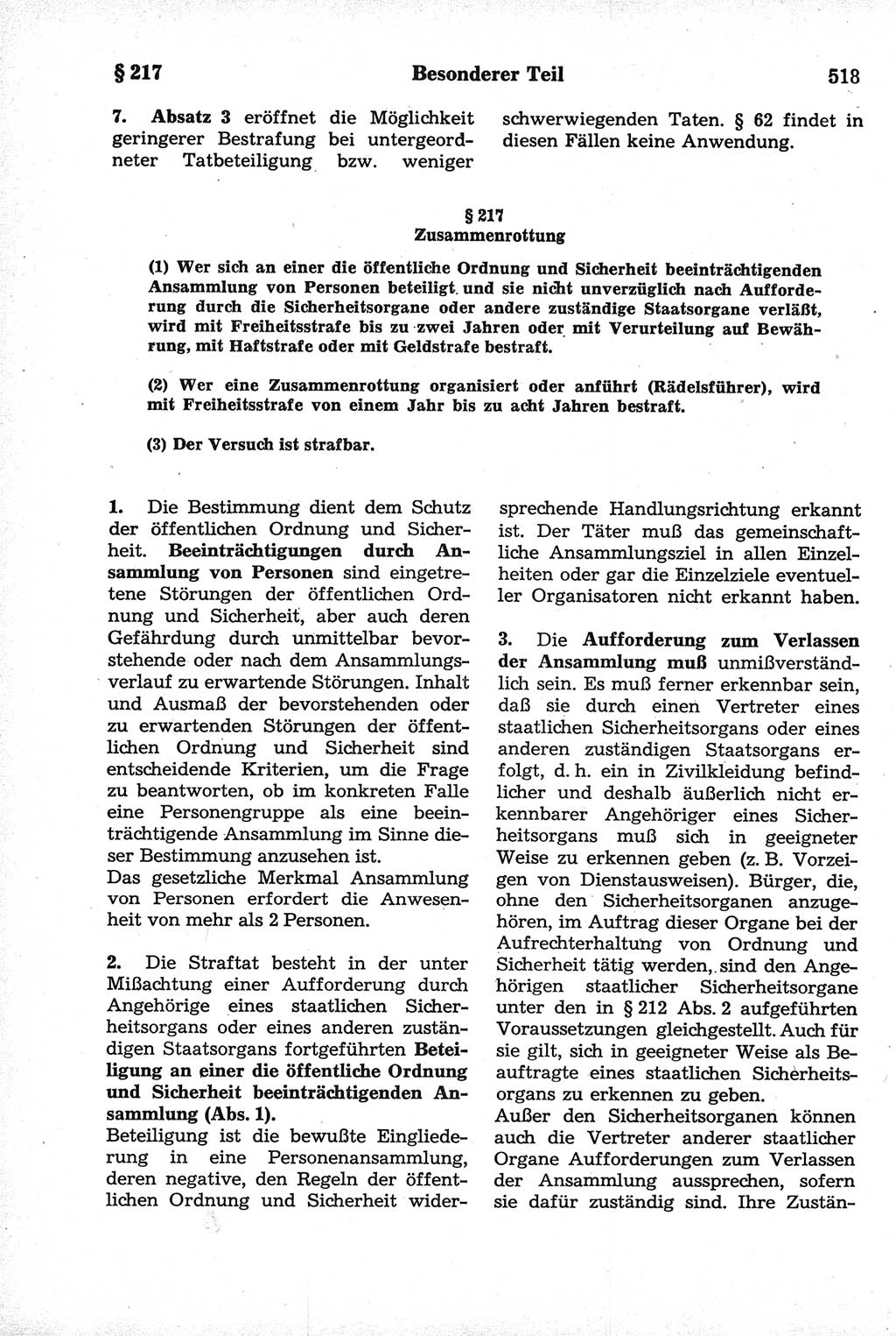 Strafrecht der Deutschen Demokratischen Republik (DDR), Kommentar zum Strafgesetzbuch (StGB) 1981, Seite 518 (Strafr. DDR Komm. StGB 1981, S. 518)