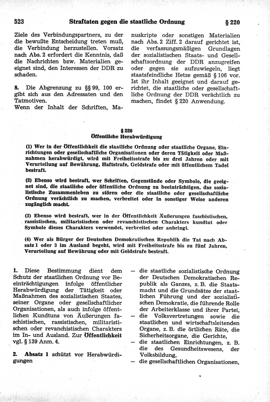 Strafrecht der Deutschen Demokratischen Republik (DDR), Kommentar zum Strafgesetzbuch (StGB) 1981, Seite 523 (Strafr. DDR Komm. StGB 1981, S. 523)