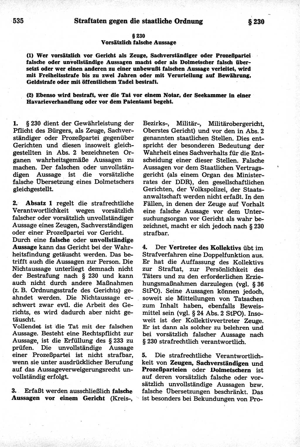 Strafrecht der Deutschen Demokratischen Republik (DDR), Kommentar zum Strafgesetzbuch (StGB) 1981, Seite 535 (Strafr. DDR Komm. StGB 1981, S. 535)