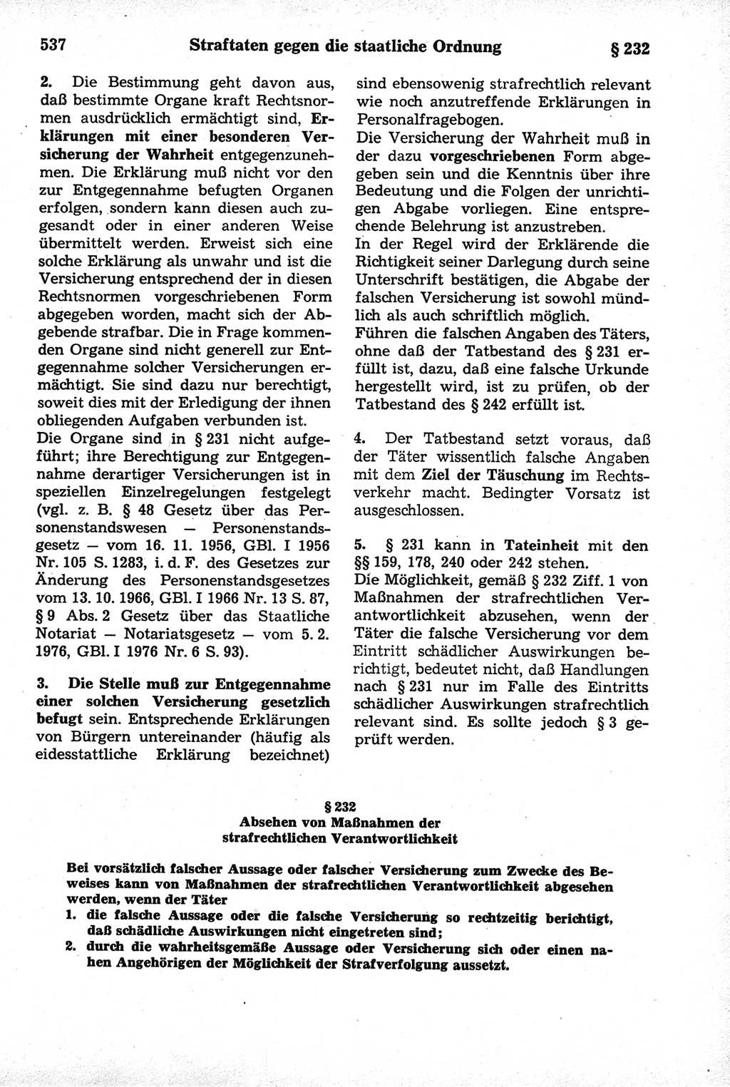Strafrecht der Deutschen Demokratischen Republik (DDR), Kommentar zum Strafgesetzbuch (StGB) 1981, Seite 537 (Strafr. DDR Komm. StGB 1981, S. 537)