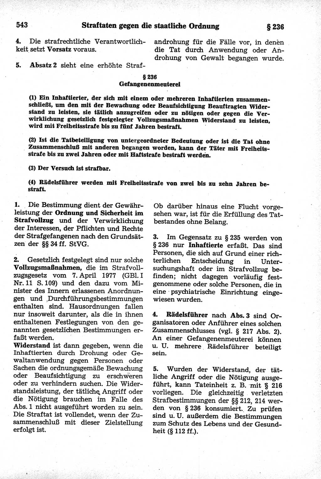 Strafrecht der Deutschen Demokratischen Republik (DDR), Kommentar zum Strafgesetzbuch (StGB) 1981, Seite 543 (Strafr. DDR Komm. StGB 1981, S. 543)