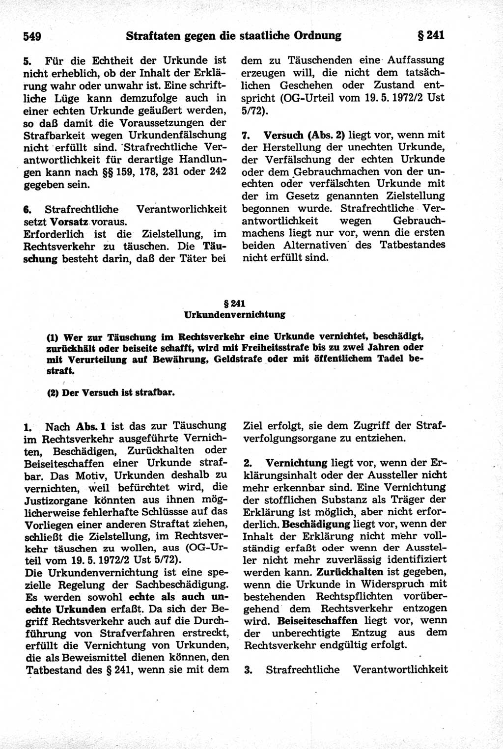 Strafrecht der Deutschen Demokratischen Republik (DDR), Kommentar zum Strafgesetzbuch (StGB) 1981, Seite 549 (Strafr. DDR Komm. StGB 1981, S. 549)