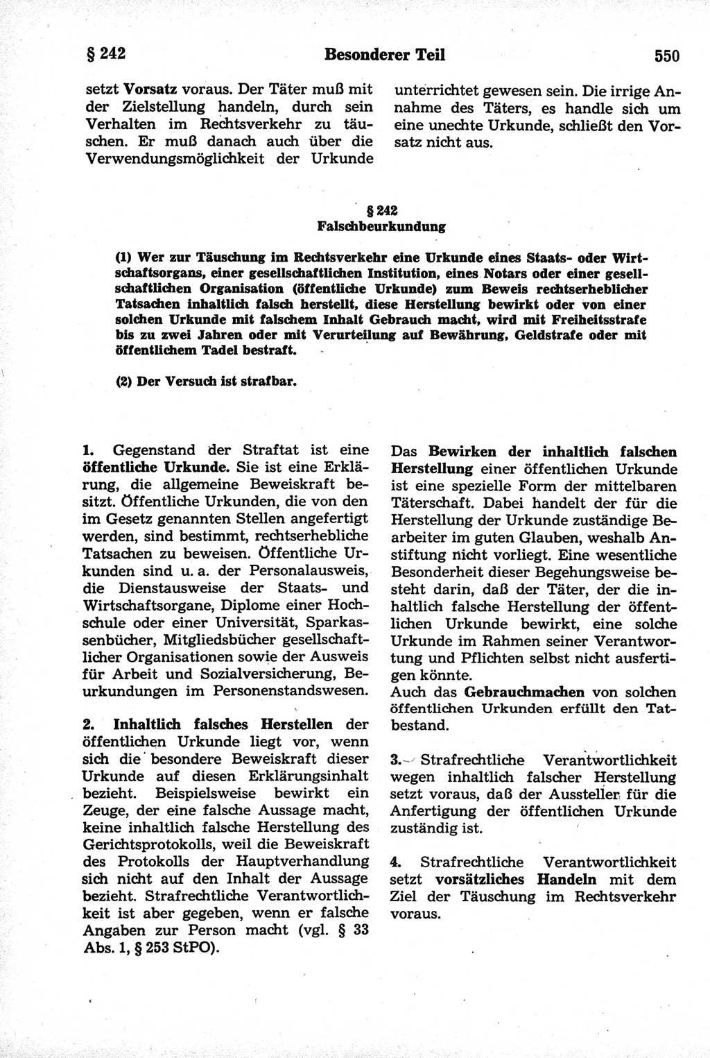 Strafrecht der Deutschen Demokratischen Republik (DDR), Kommentar zum Strafgesetzbuch (StGB) 1981, Seite 550 (Strafr. DDR Komm. StGB 1981, S. 550)