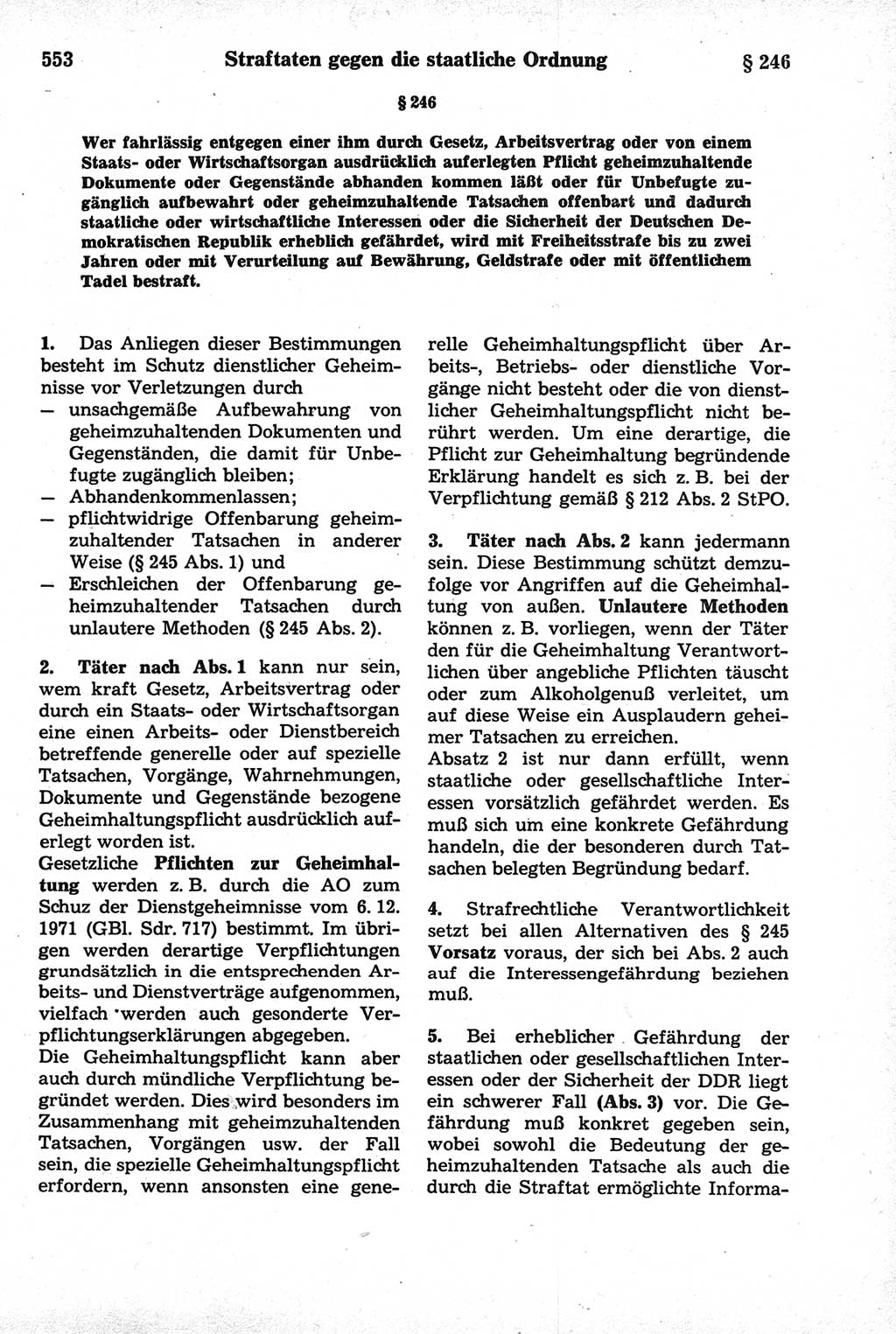 Strafrecht der Deutschen Demokratischen Republik (DDR), Kommentar zum Strafgesetzbuch (StGB) 1981, Seite 553 (Strafr. DDR Komm. StGB 1981, S. 553)