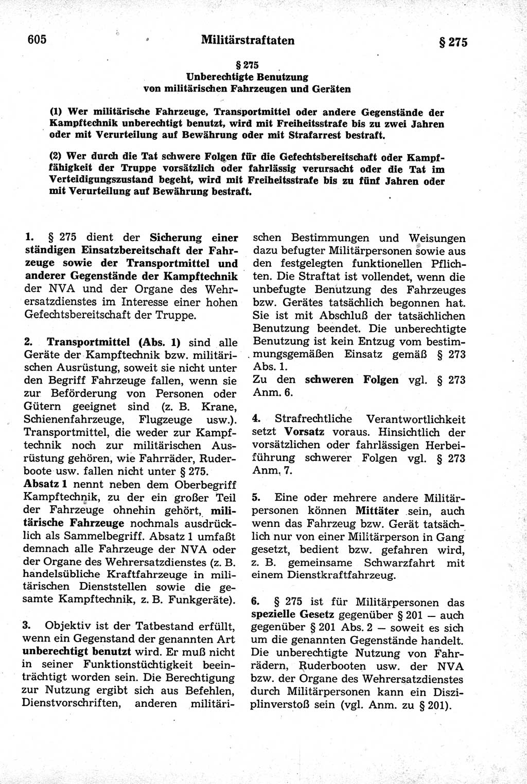 Strafrecht der Deutschen Demokratischen Republik (DDR), Kommentar zum Strafgesetzbuch (StGB) 1981, Seite 605 (Strafr. DDR Komm. StGB 1981, S. 605)
