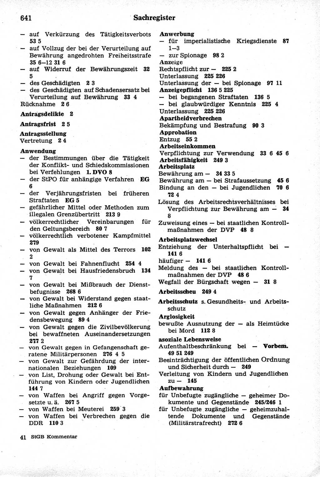 Strafrecht der Deutschen Demokratischen Republik (DDR), Kommentar zum Strafgesetzbuch (StGB) 1981, Seite 641 (Strafr. DDR Komm. StGB 1981, S. 641)