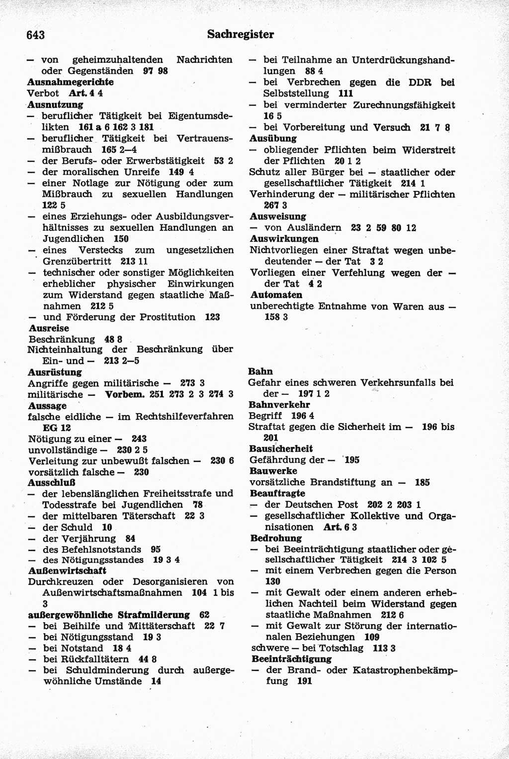 Strafrecht der Deutschen Demokratischen Republik (DDR), Kommentar zum Strafgesetzbuch (StGB) 1981, Seite 643 (Strafr. DDR Komm. StGB 1981, S. 643)