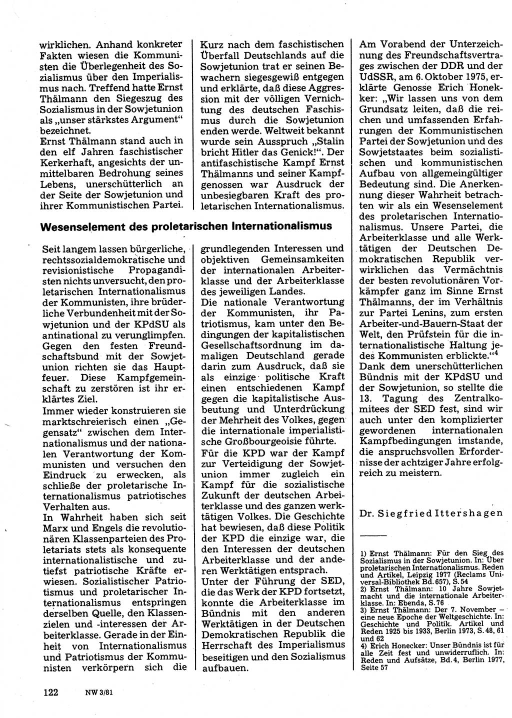 Neuer Weg (NW), Organ des Zentralkomitees (ZK) der SED (Sozialistische Einheitspartei Deutschlands) für Fragen des Parteilebens, 36. Jahrgang [Deutsche Demokratische Republik (DDR)] 1981, Seite 122 (NW ZK SED DDR 1981, S. 122)