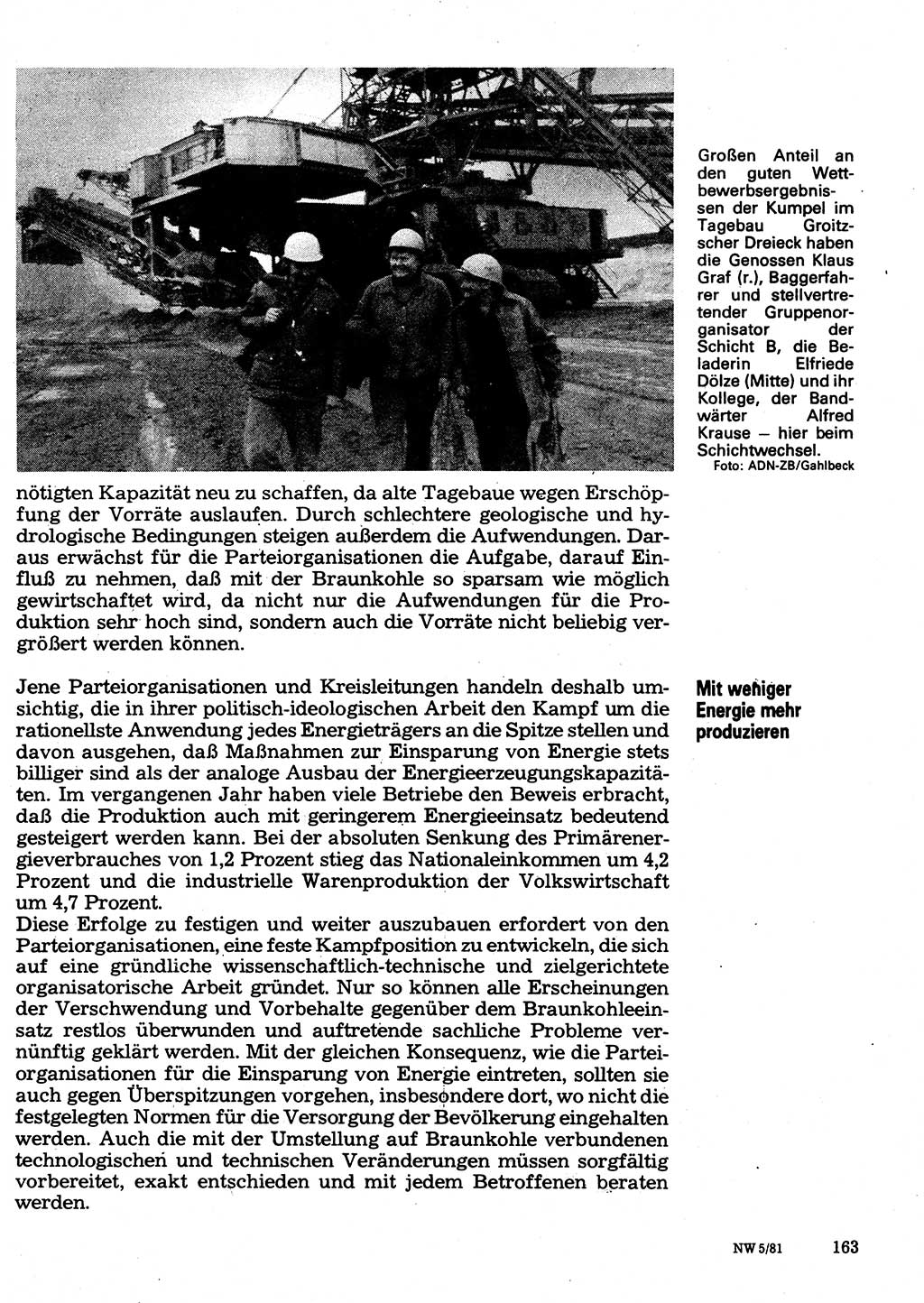 Neuer Weg (NW), Organ des Zentralkomitees (ZK) der SED (Sozialistische Einheitspartei Deutschlands) für Fragen des Parteilebens, 36. Jahrgang [Deutsche Demokratische Republik (DDR)] 1981, Seite 163 (NW ZK SED DDR 1981, S. 163)