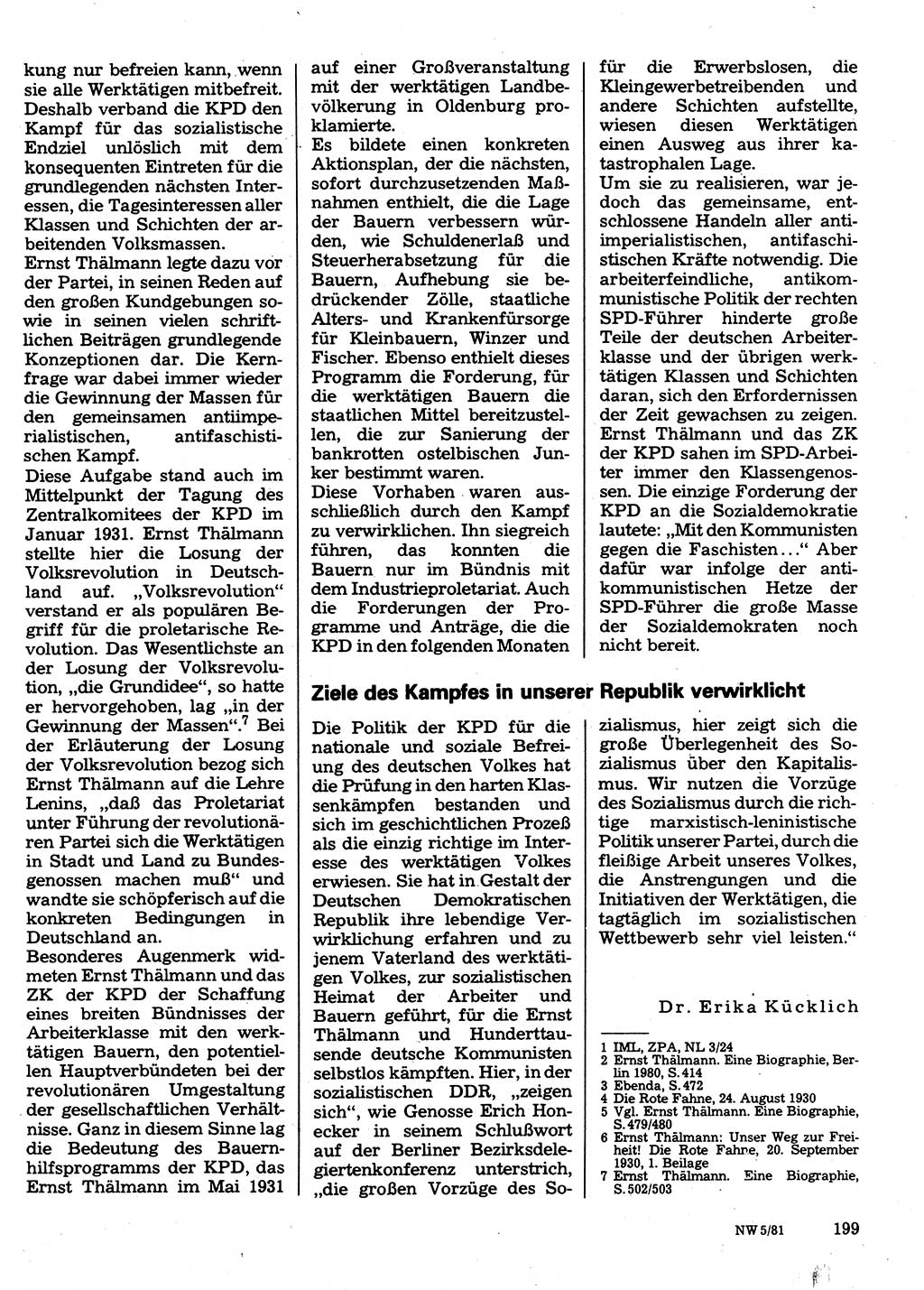 Neuer Weg (NW), Organ des Zentralkomitees (ZK) der SED (Sozialistische Einheitspartei Deutschlands) für Fragen des Parteilebens, 36. Jahrgang [Deutsche Demokratische Republik (DDR)] 1981, Seite 199 (NW ZK SED DDR 1981, S. 199)