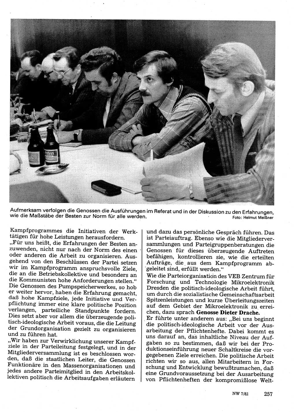 Neuer Weg (NW), Organ des Zentralkomitees (ZK) der SED (Sozialistische Einheitspartei Deutschlands) für Fragen des Parteilebens, 36. Jahrgang [Deutsche Demokratische Republik (DDR)] 1981, Seite 257 (NW ZK SED DDR 1981, S. 257)