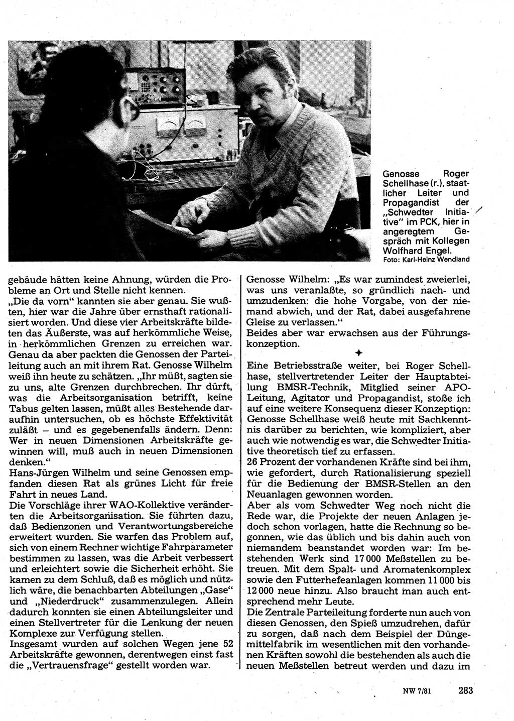 Neuer Weg (NW), Organ des Zentralkomitees (ZK) der SED (Sozialistische Einheitspartei Deutschlands) für Fragen des Parteilebens, 36. Jahrgang [Deutsche Demokratische Republik (DDR)] 1981, Seite 283 (NW ZK SED DDR 1981, S. 283)