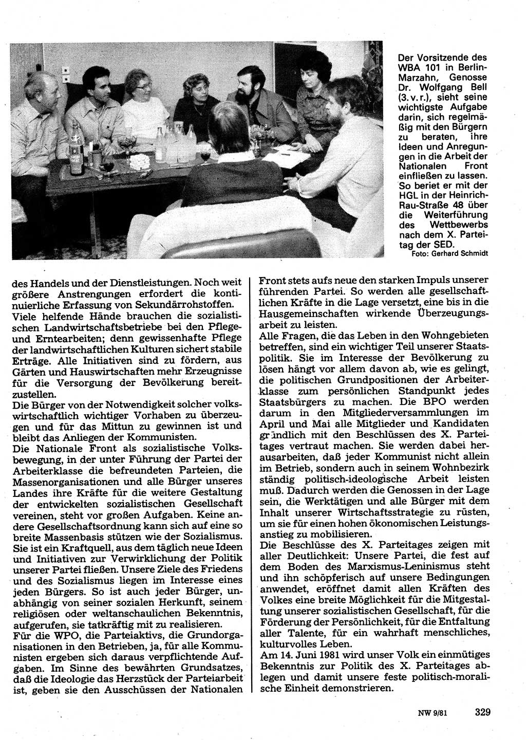 Neuer Weg (NW), Organ des Zentralkomitees (ZK) der SED (Sozialistische Einheitspartei Deutschlands) für Fragen des Parteilebens, 36. Jahrgang [Deutsche Demokratische Republik (DDR)] 1981, Seite 329 (NW ZK SED DDR 1981, S. 329)